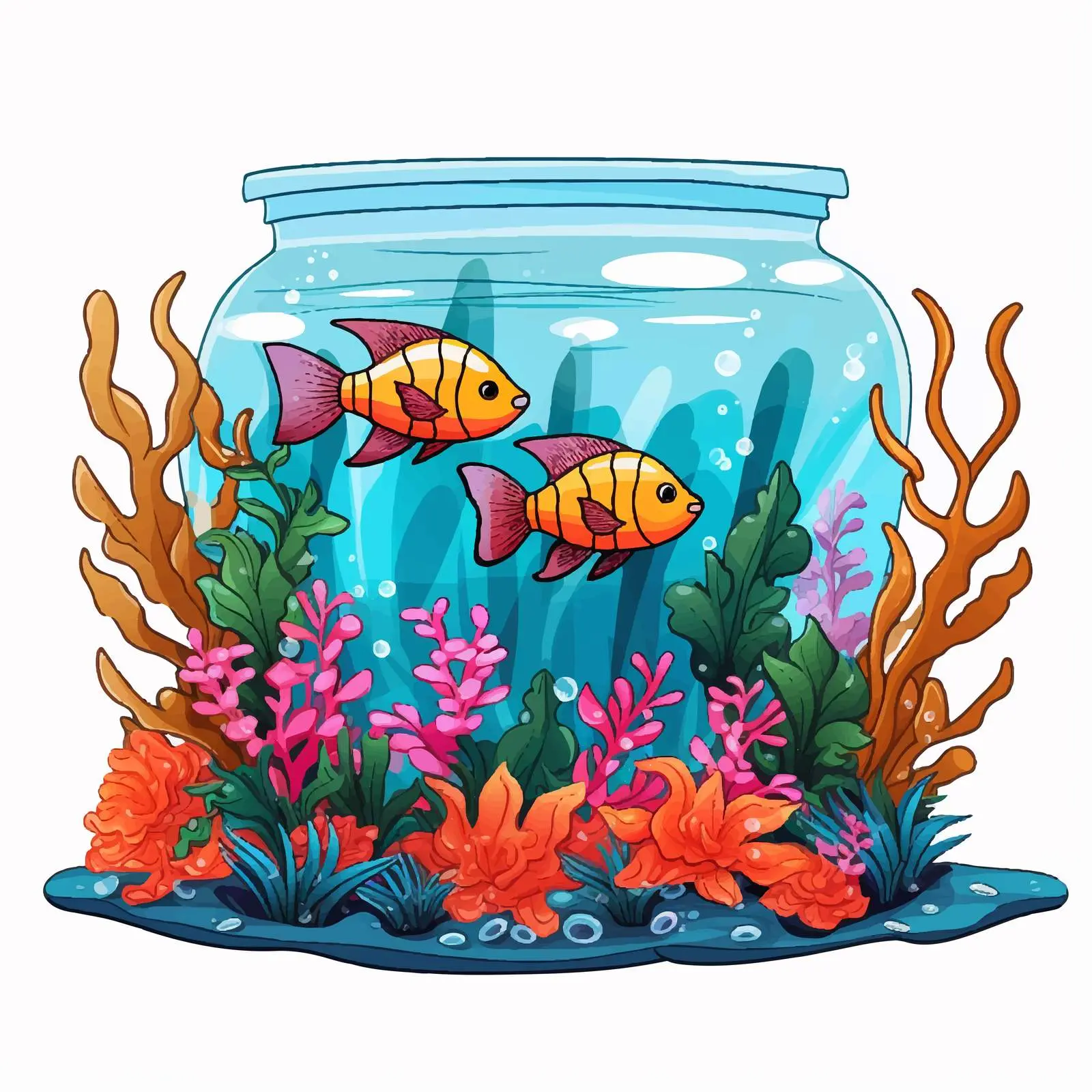 Colorful Cartoon Fish in Beautiful Aquarium Vector — free download from Dotvec