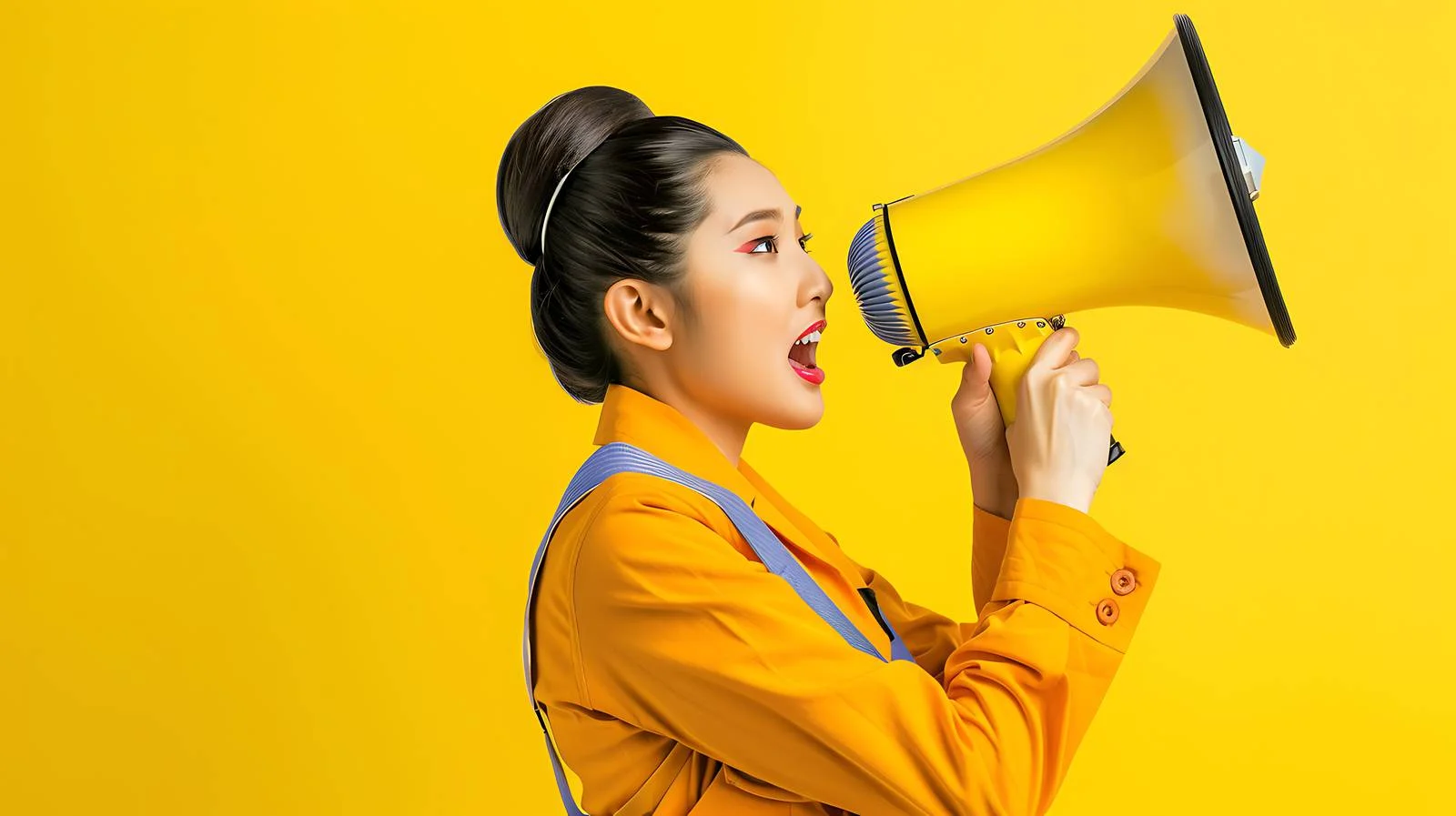 Elegant Stewardess with Announcement Frame — free download from Dotvec