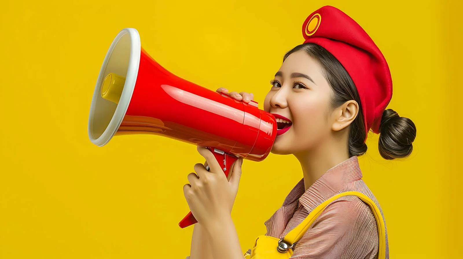 Asian Stewardess Shouting with Frame — free download from Dotvec