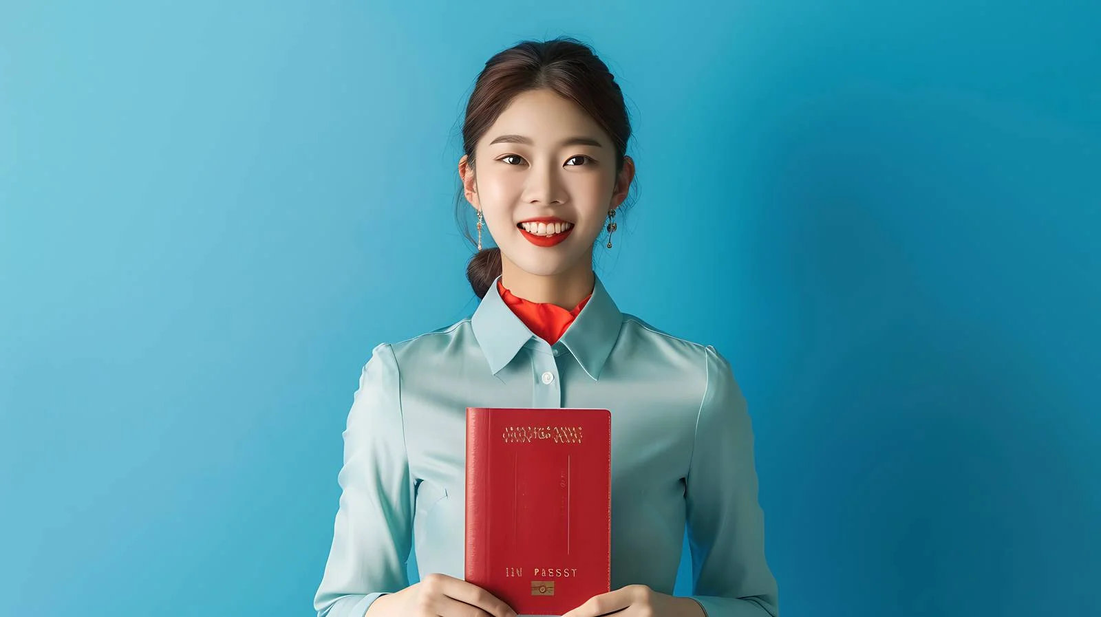Asian Stewardess Passport Ticket Image — free download from Dotvec