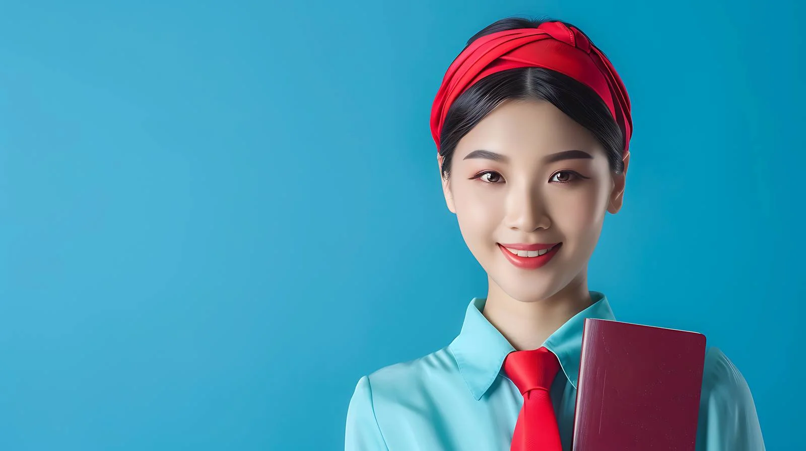 Asian Stewardess with Passport and Ticket — free download from Dotvec