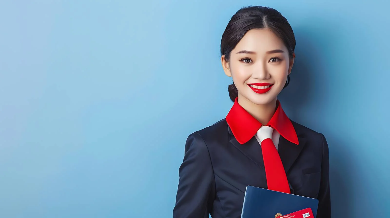 Elegant Asian Stewardess Travelling Essentials — free download from Dotvec