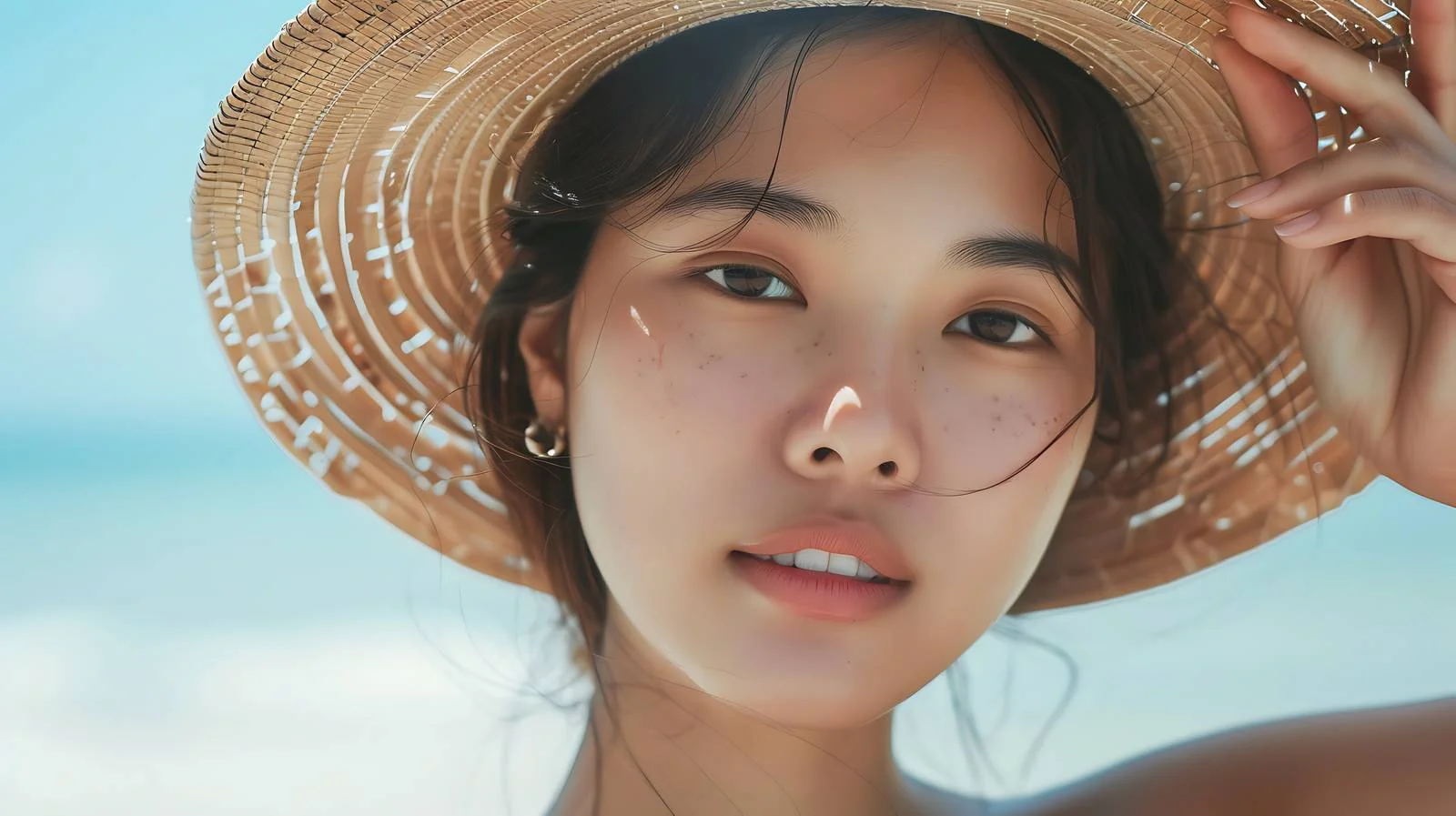 Elegant Asian Lady Holding Winter Hat Gracefully — free download from Dotvec