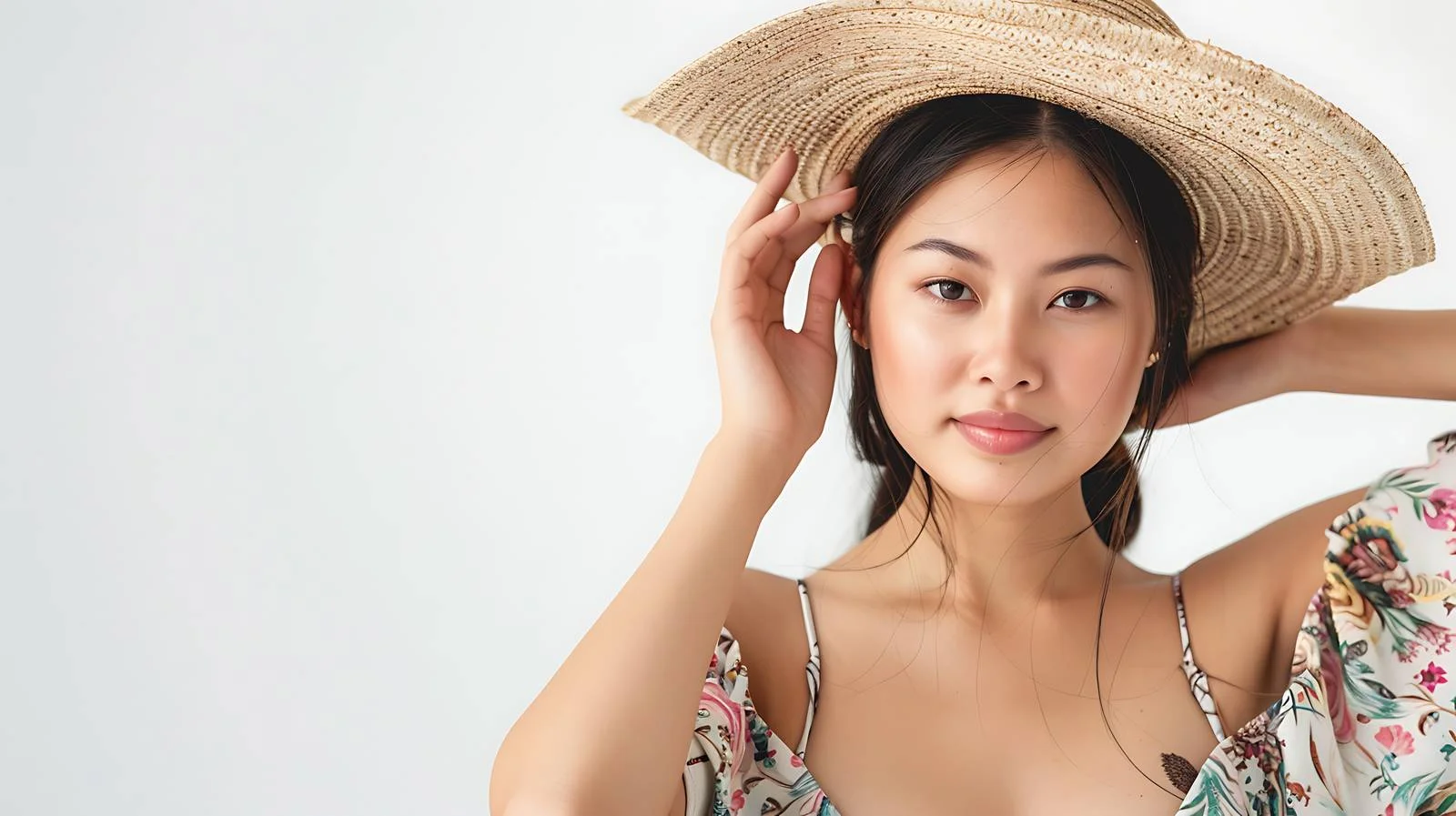 Graceful Asian lady with winter hat outdoors — free download from Dotvec