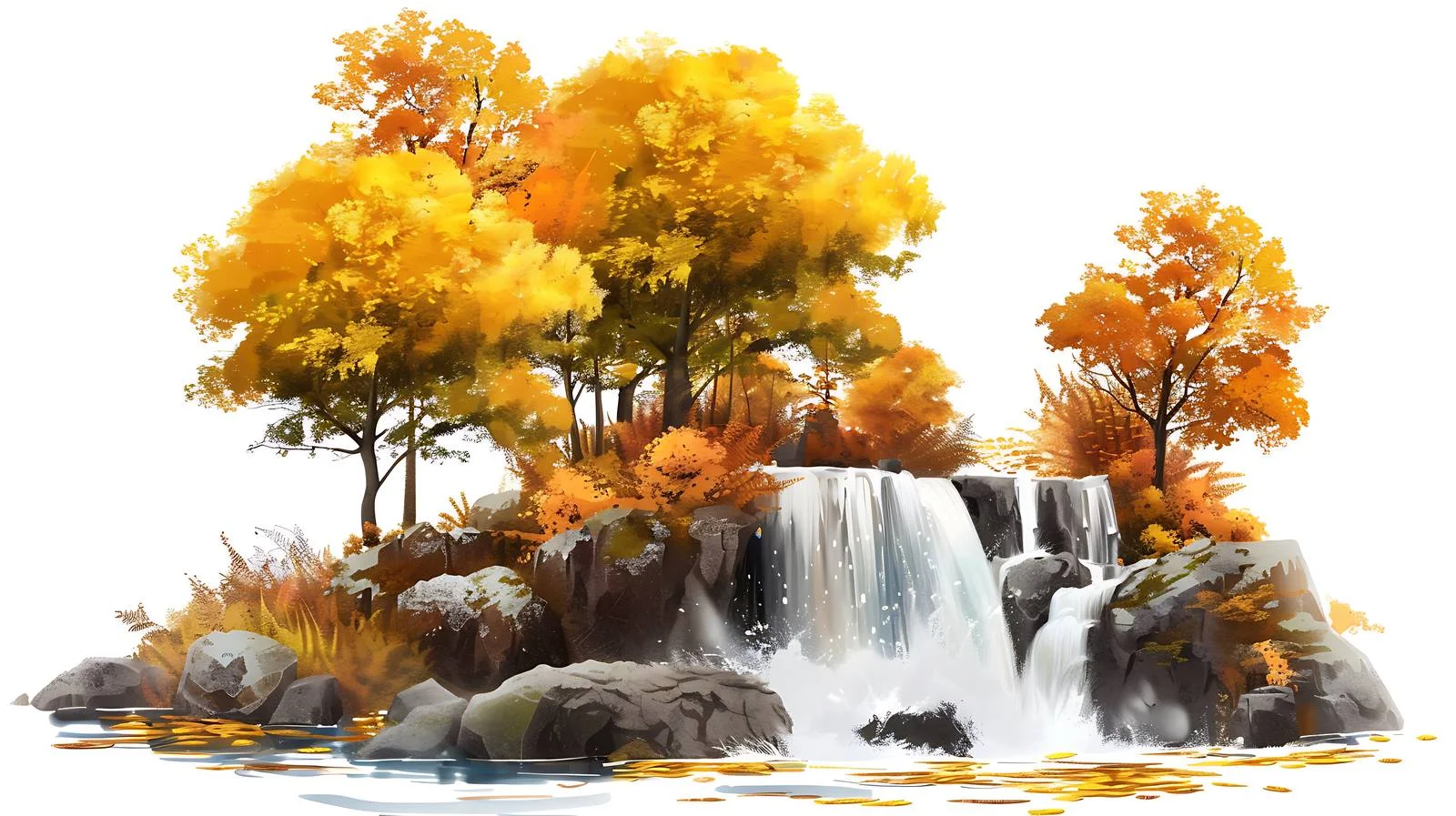 Scenic Autumn Scene with Golden Trees — free download from Dotvec