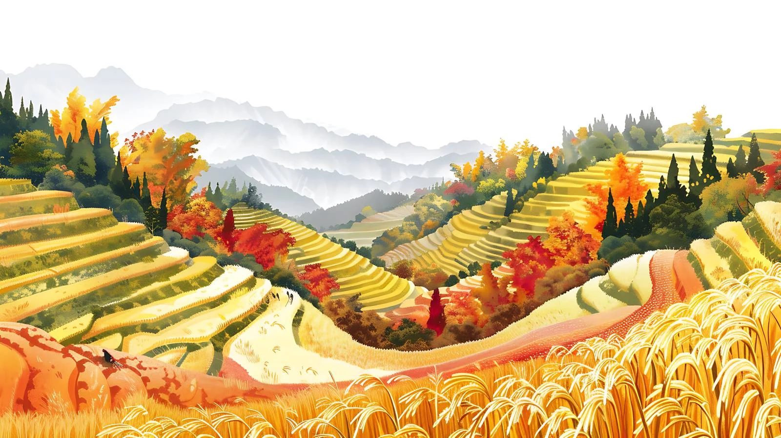 Exquisite Autumn Rice Harvest Landscape in Longji — free download from Dotvec