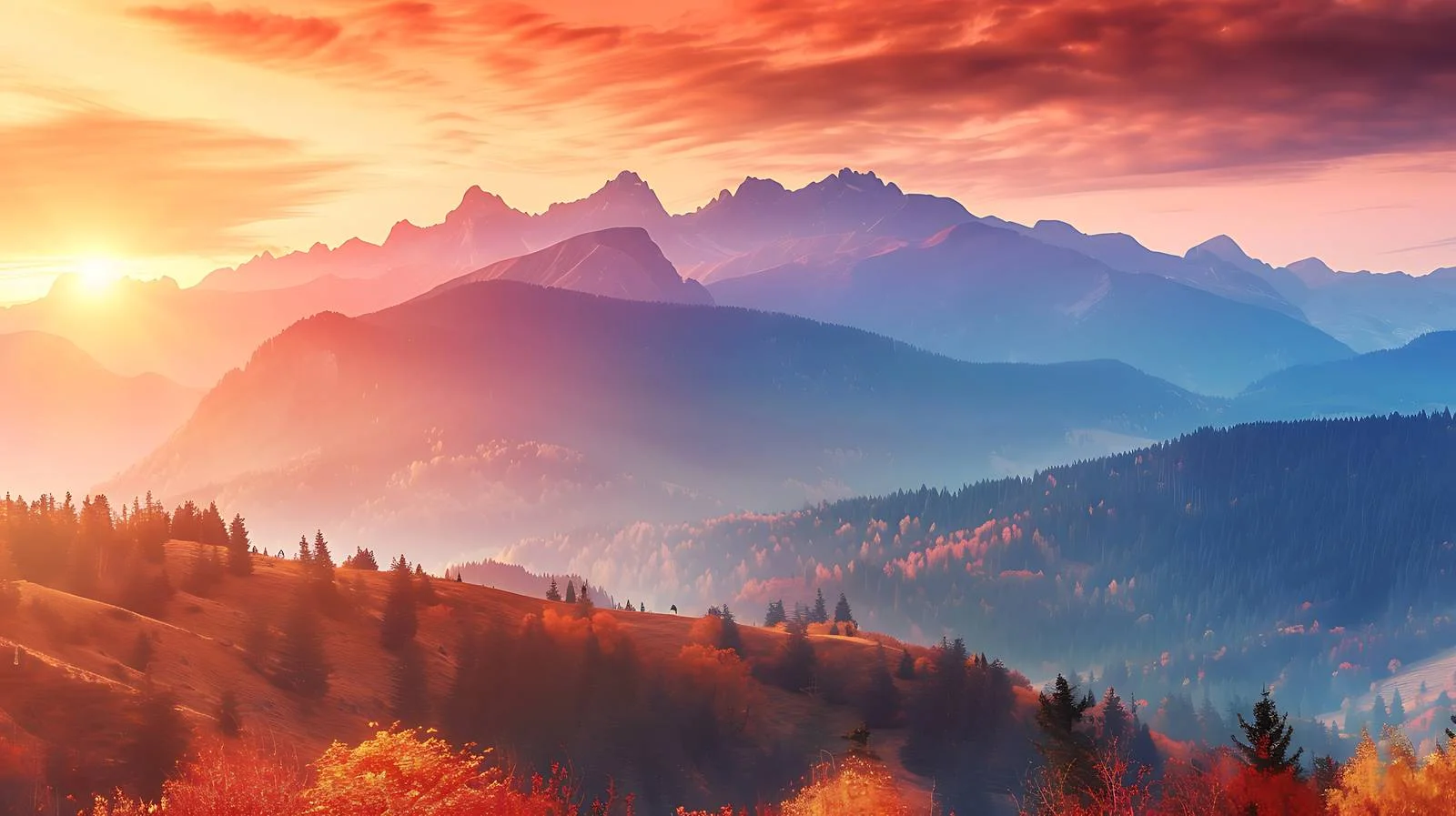 Picturesque Autumn Sunset over Tatra Peaks — free download from Dotvec