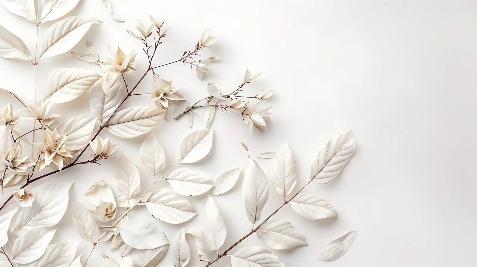 Elegant Neutral White Leaves Background Image — free download from Dotvec