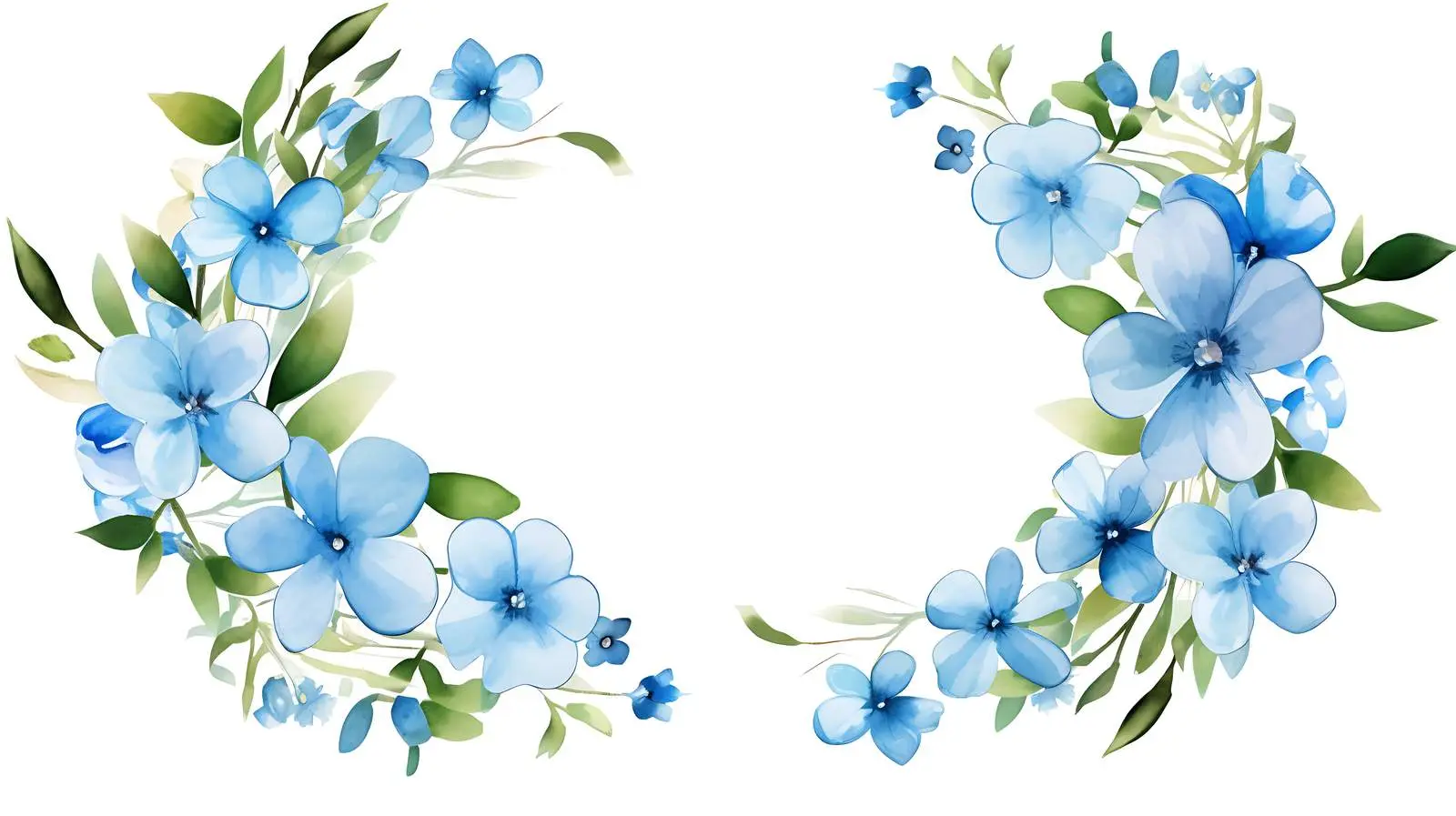 Botanical Round Frame with Blue Flowers — free download from Dotvec
