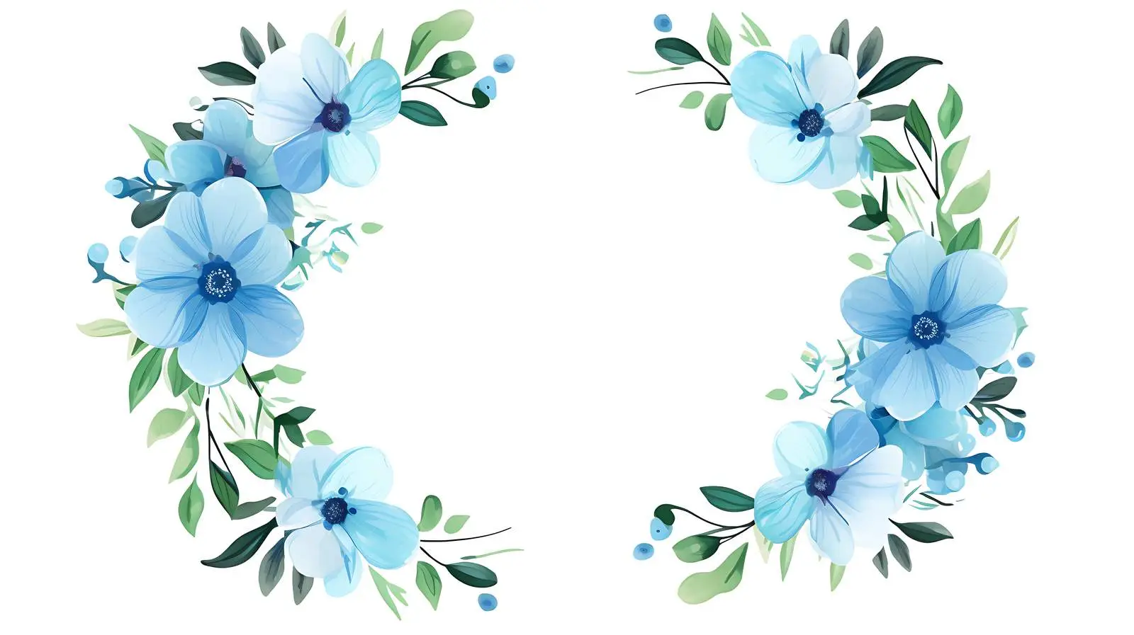 Elegant Blue Flower Round Frame — free download from Dotvec