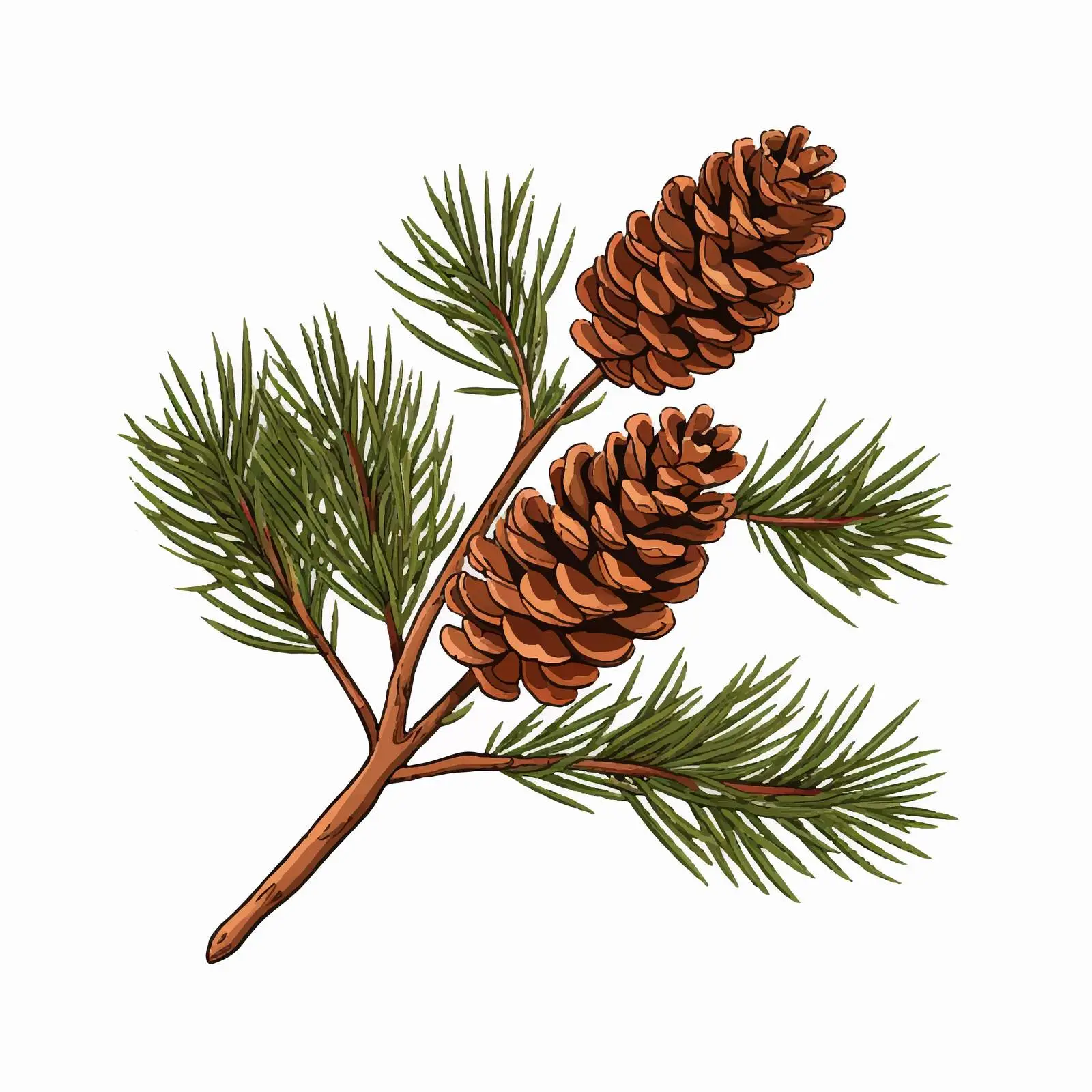 Elegant Botanical Pine Branch Illustration — free download from Dotvec