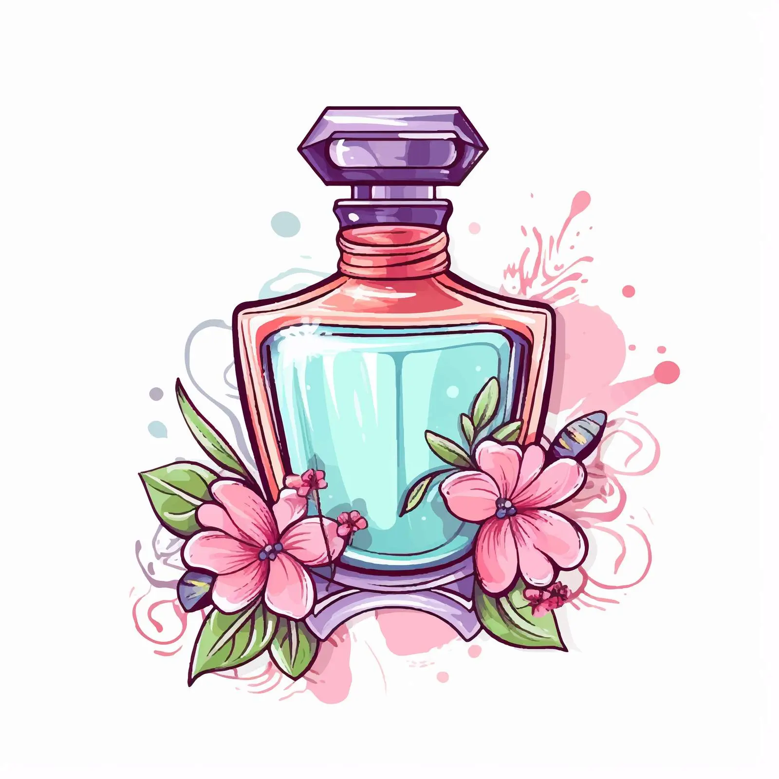 Elegant Hand-Drawn Perfume Bottle Illustration – free essential oils image from Dotvec