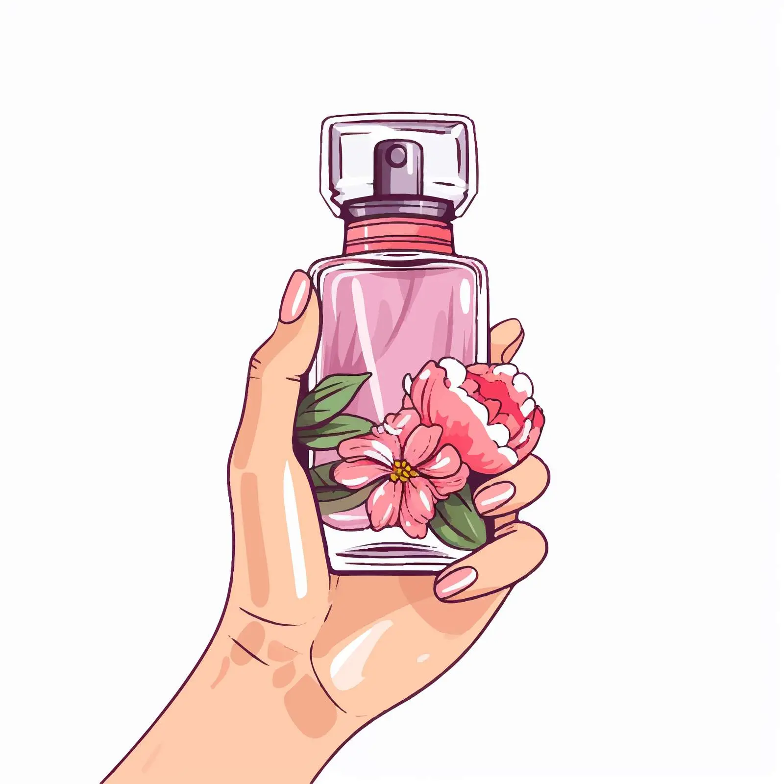 Hand Drawn Perfume Bottle in Hand — free download from Dotvec