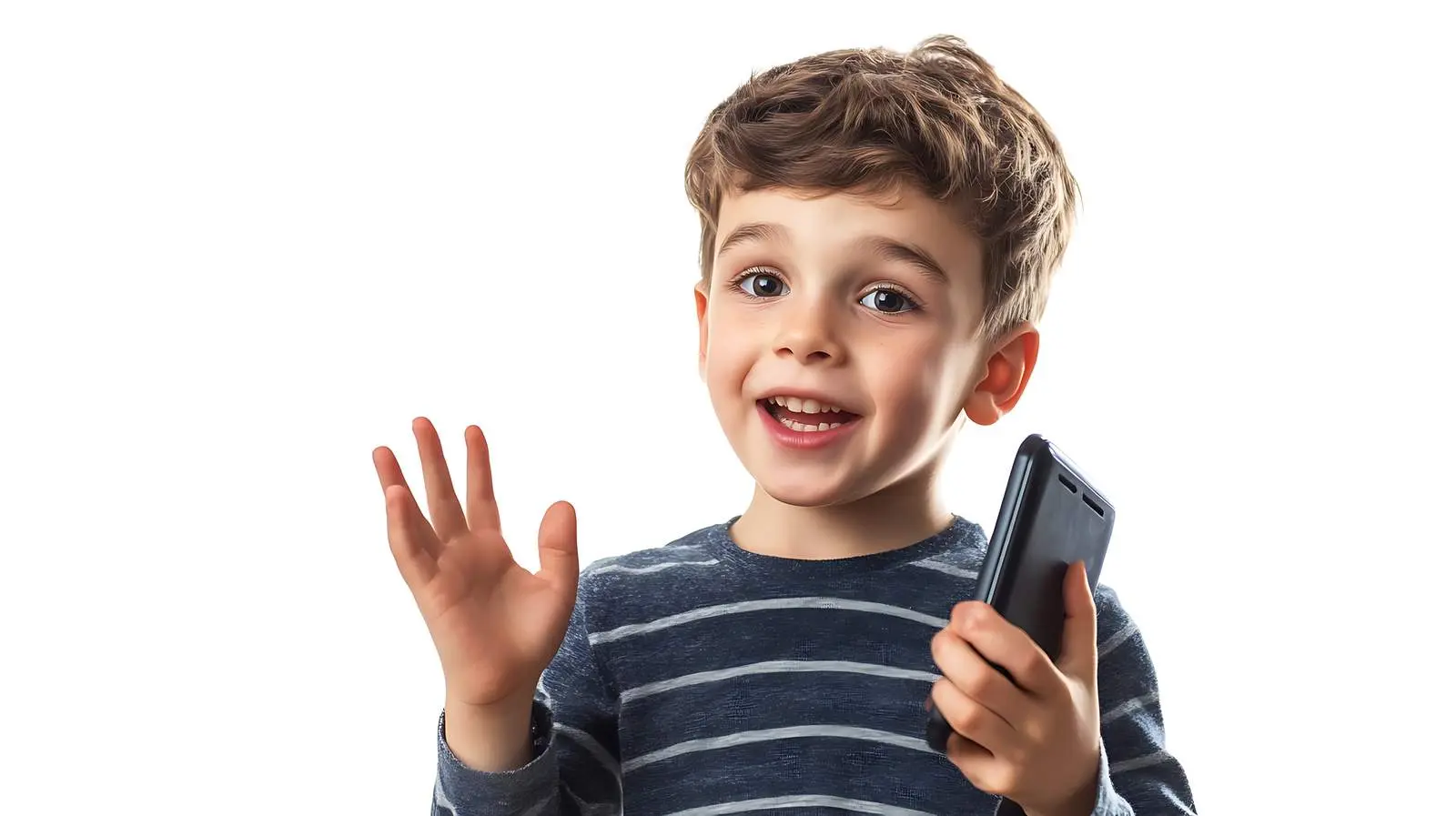 Young Boy Talking on Phone with Gestures – free profile image from Dotvec