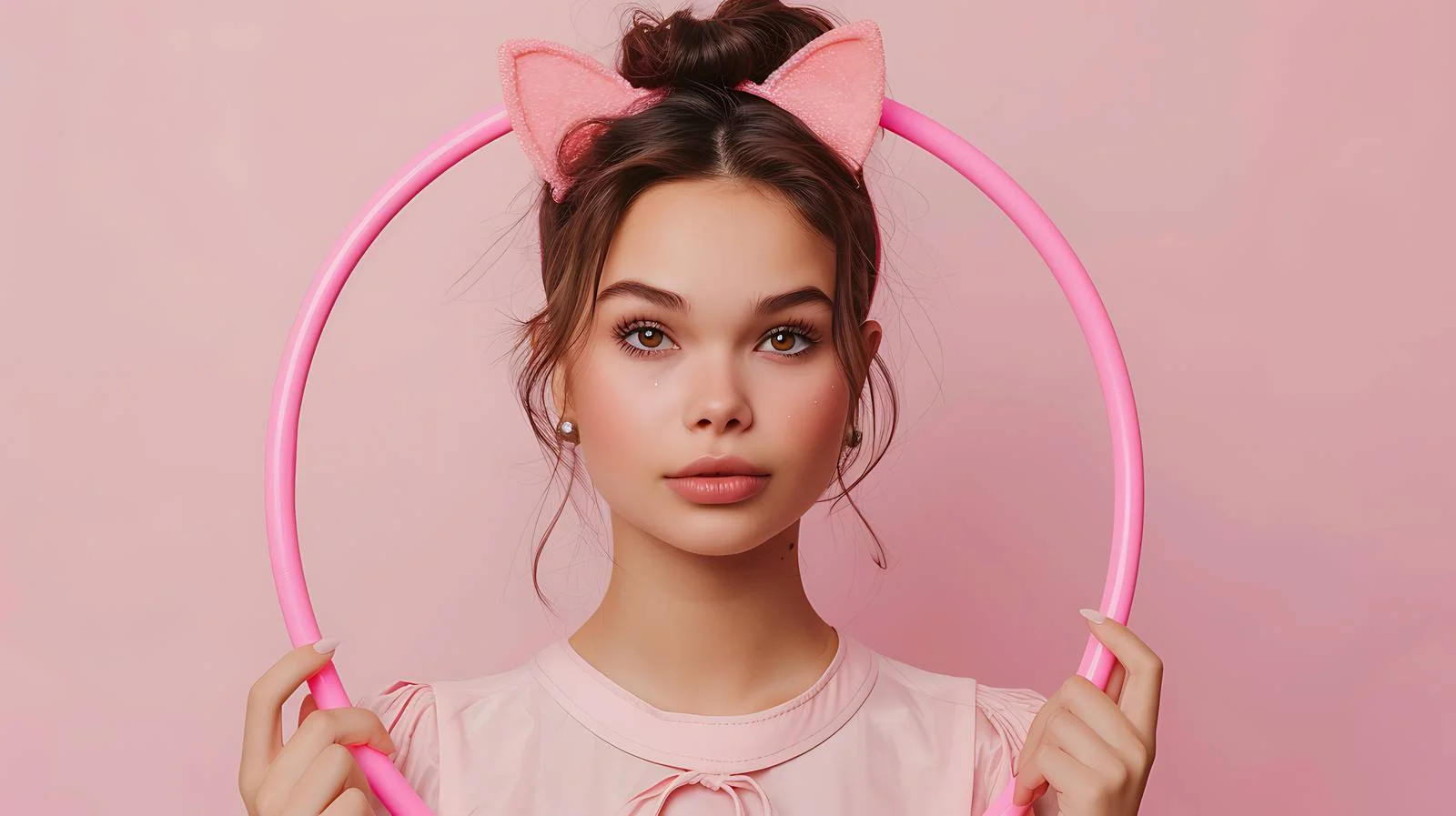 Elegant Brunette in Cat Ears Headband — free download from Dotvec