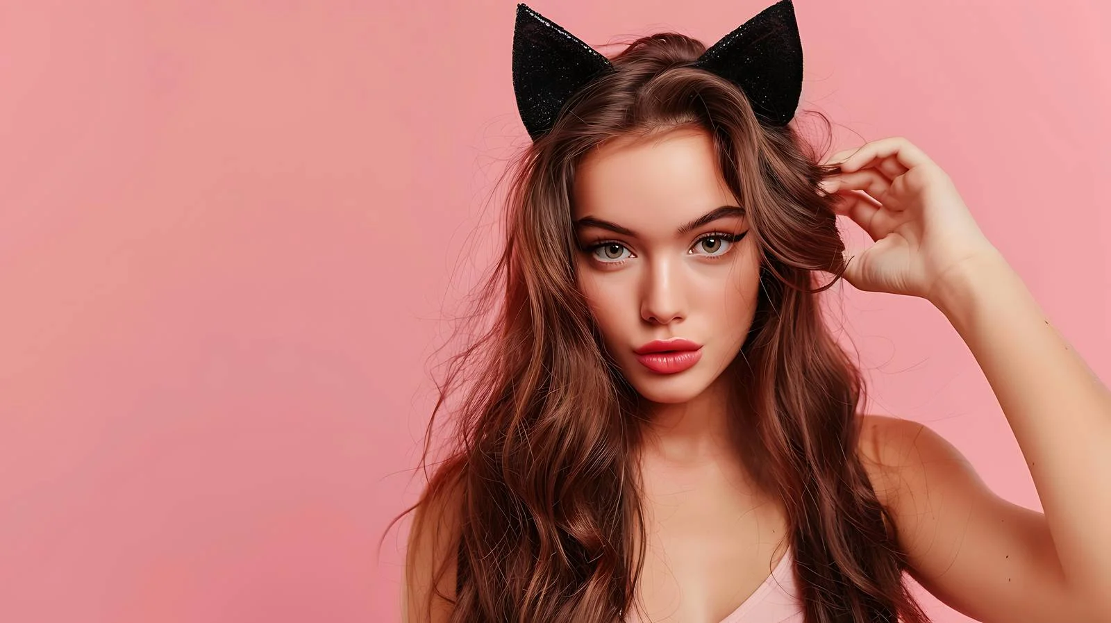 Glamour Cat Ears Hoop Fashion Portrait — free download from Dotvec
