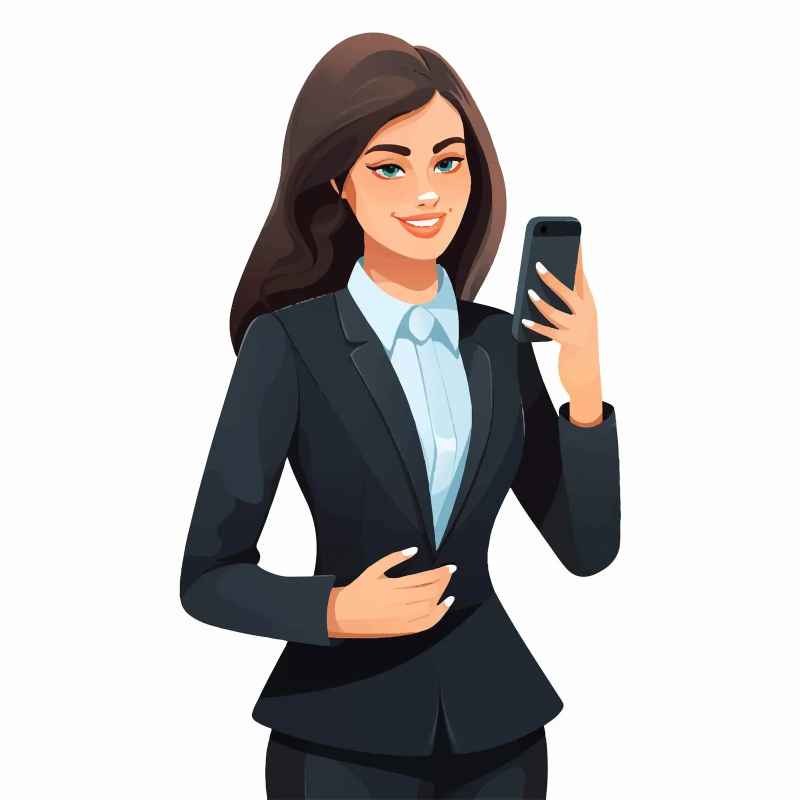 Stylish Businesswoman with Smartphone Cartoon Vector – free avatar image from Dotvec