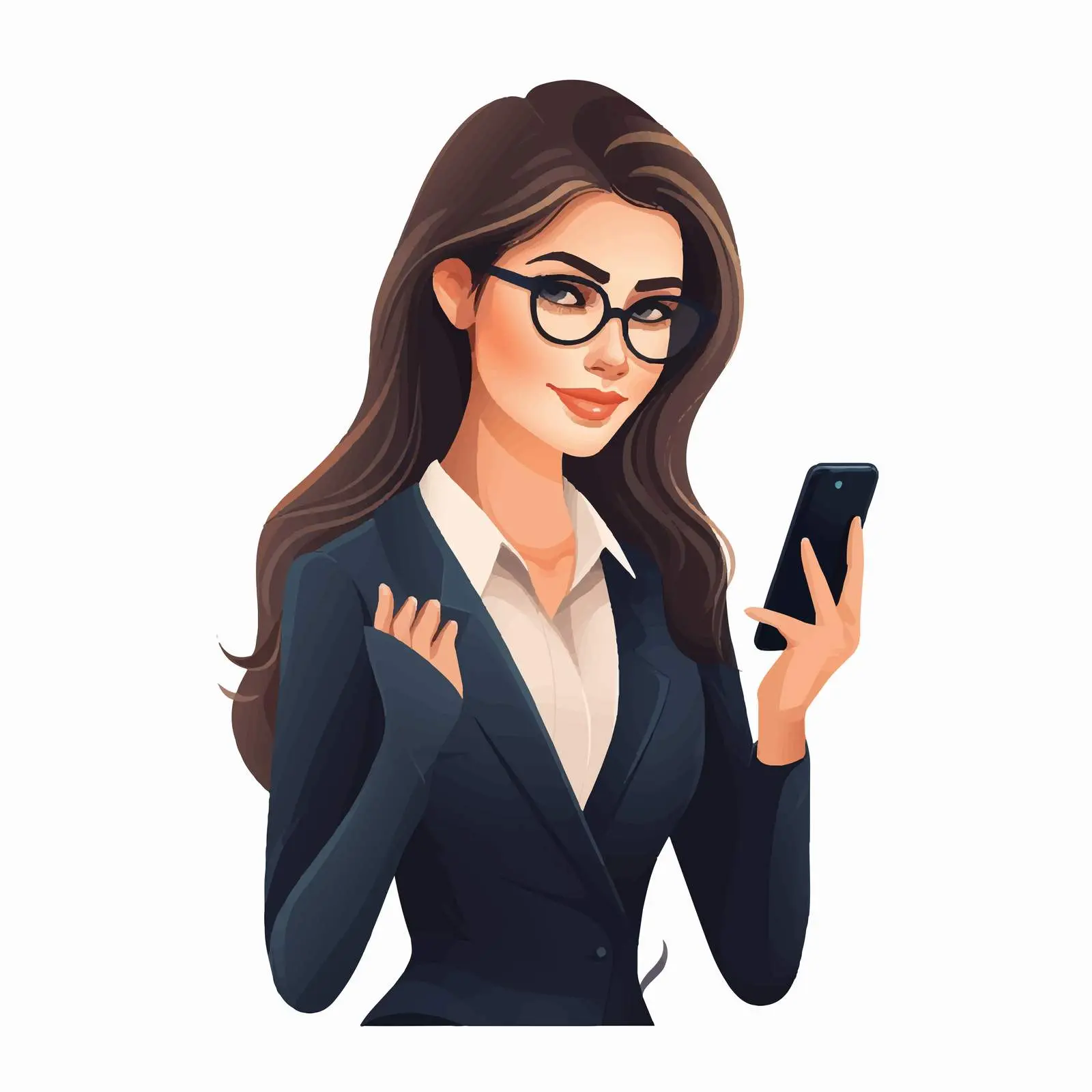 Cartoon Avatar of a Businesswoman with Smartphone – free avatar image from Dotvec