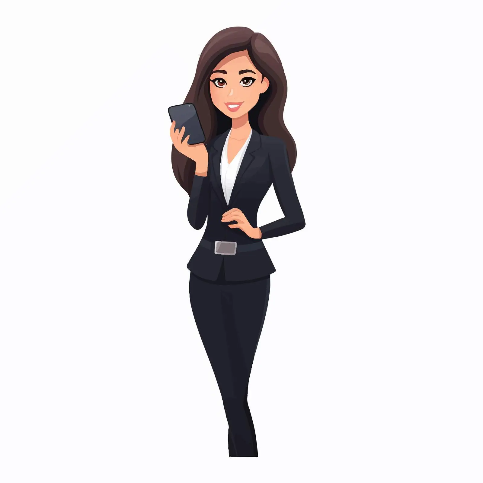 Businesswoman Smartphone Avatar Cartoon Vector – free avatar image from Dotvec