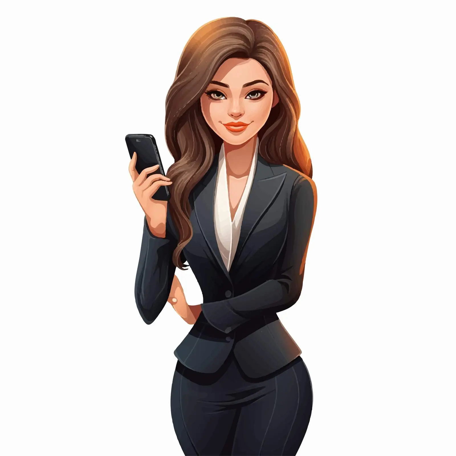 Businesswoman with Smartphone Cartoon Vector Avatar – free avatar image from Dotvec