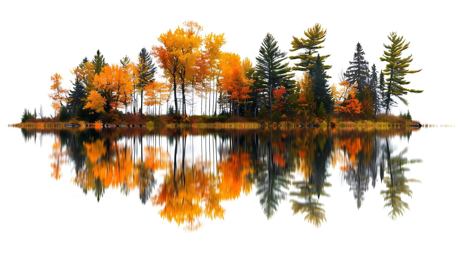 Tranquil fall lake surrounded by colorful trees — free download from Dotvec