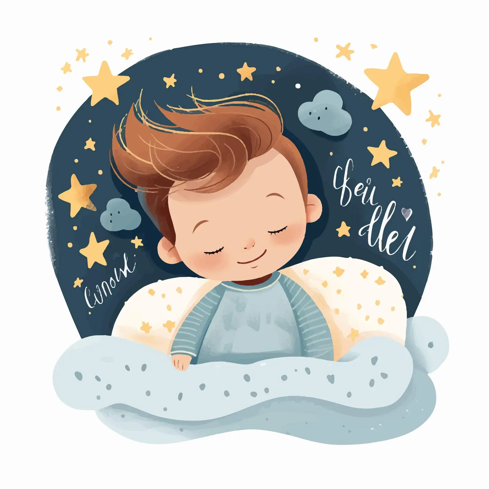 Newborn Baby Sleeping in Hand Vector Illustration — free download from Dotvec