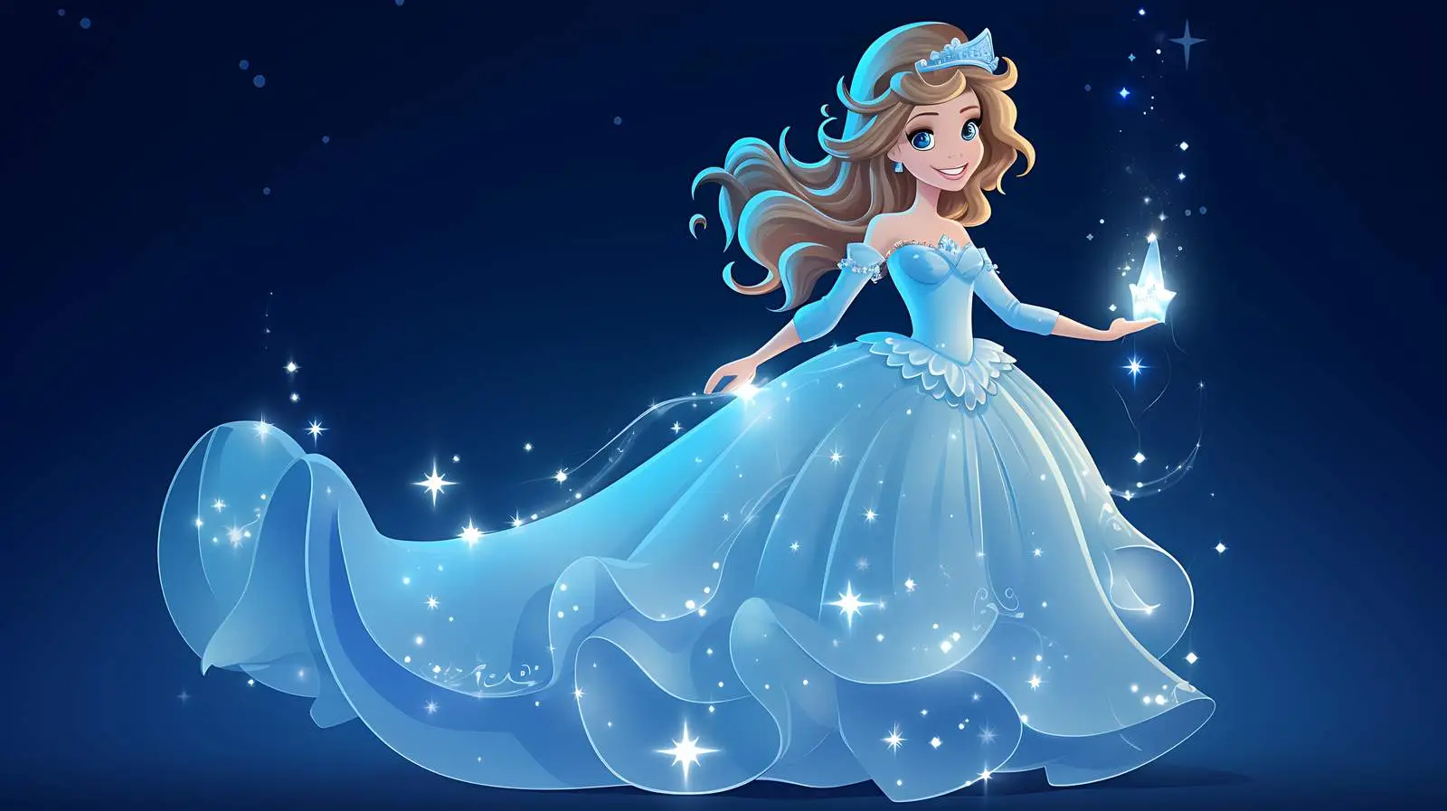 Enchanting Cartoon Princess with Blue Lights — free download from Dotvec