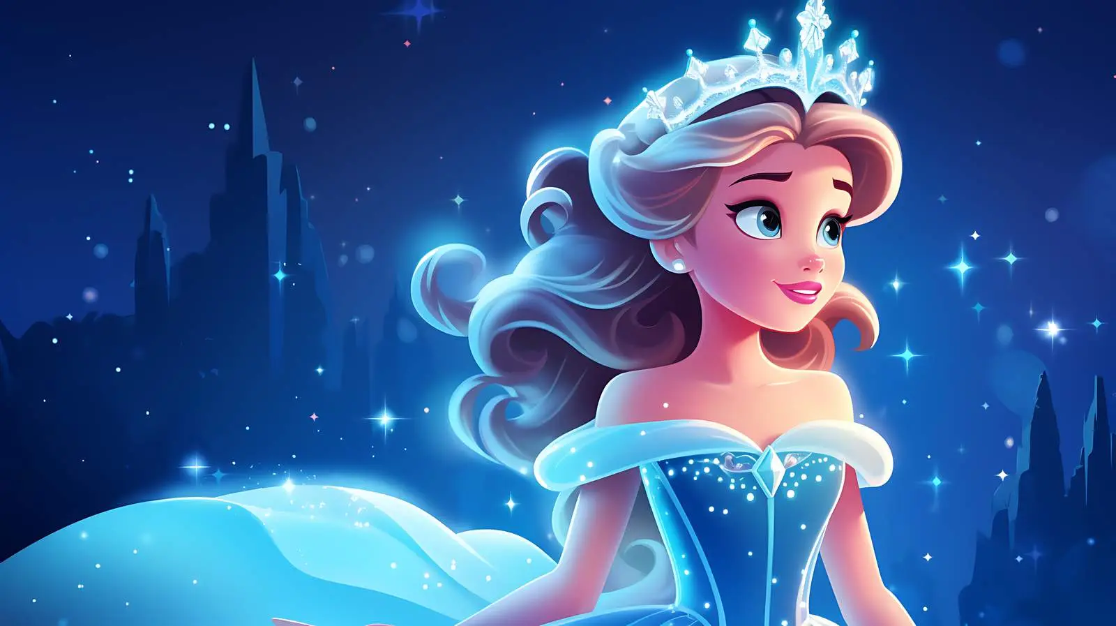 Enchanting Cartoon Princess with Blue Lights — free download from Dotvec