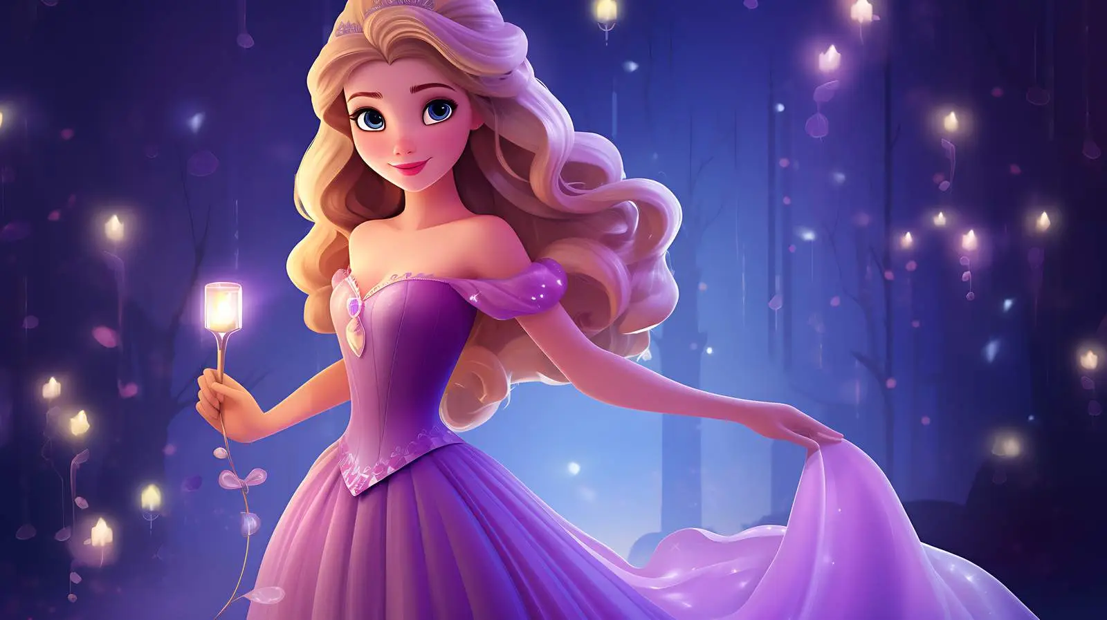 Elegant Princess with Violet Lights — free download from Dotvec