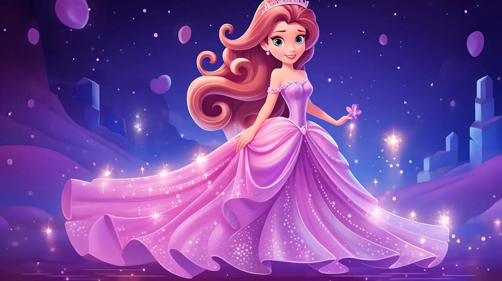Enchanting Cartoon Princess with Violet Lights — free download from Dotvec