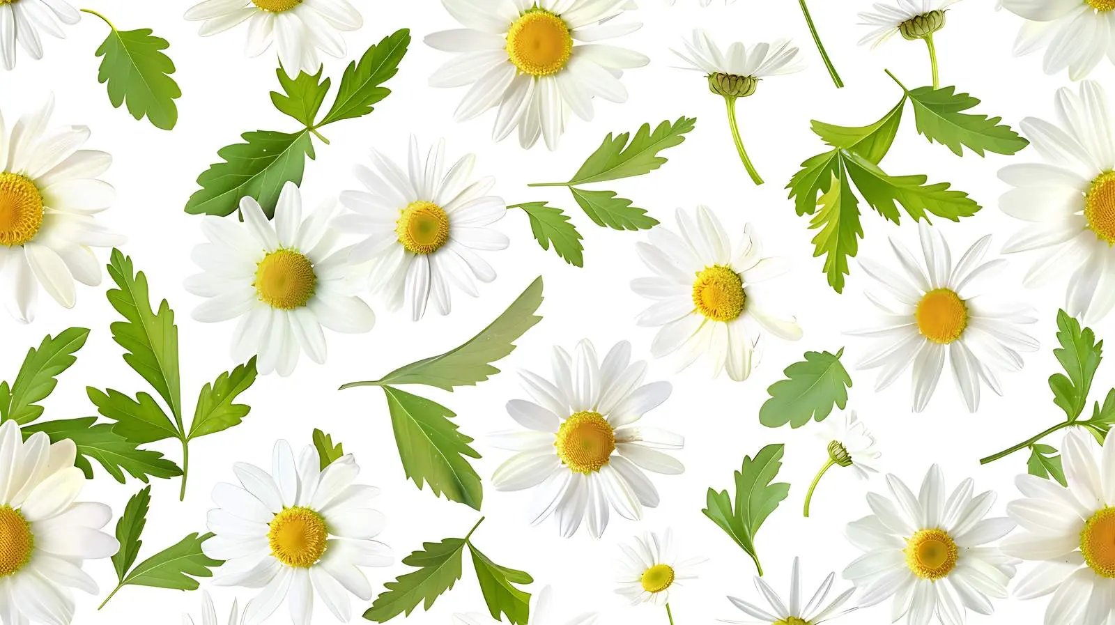 Chamomile Flowers Pattern with Green Background — free download from Dotvec