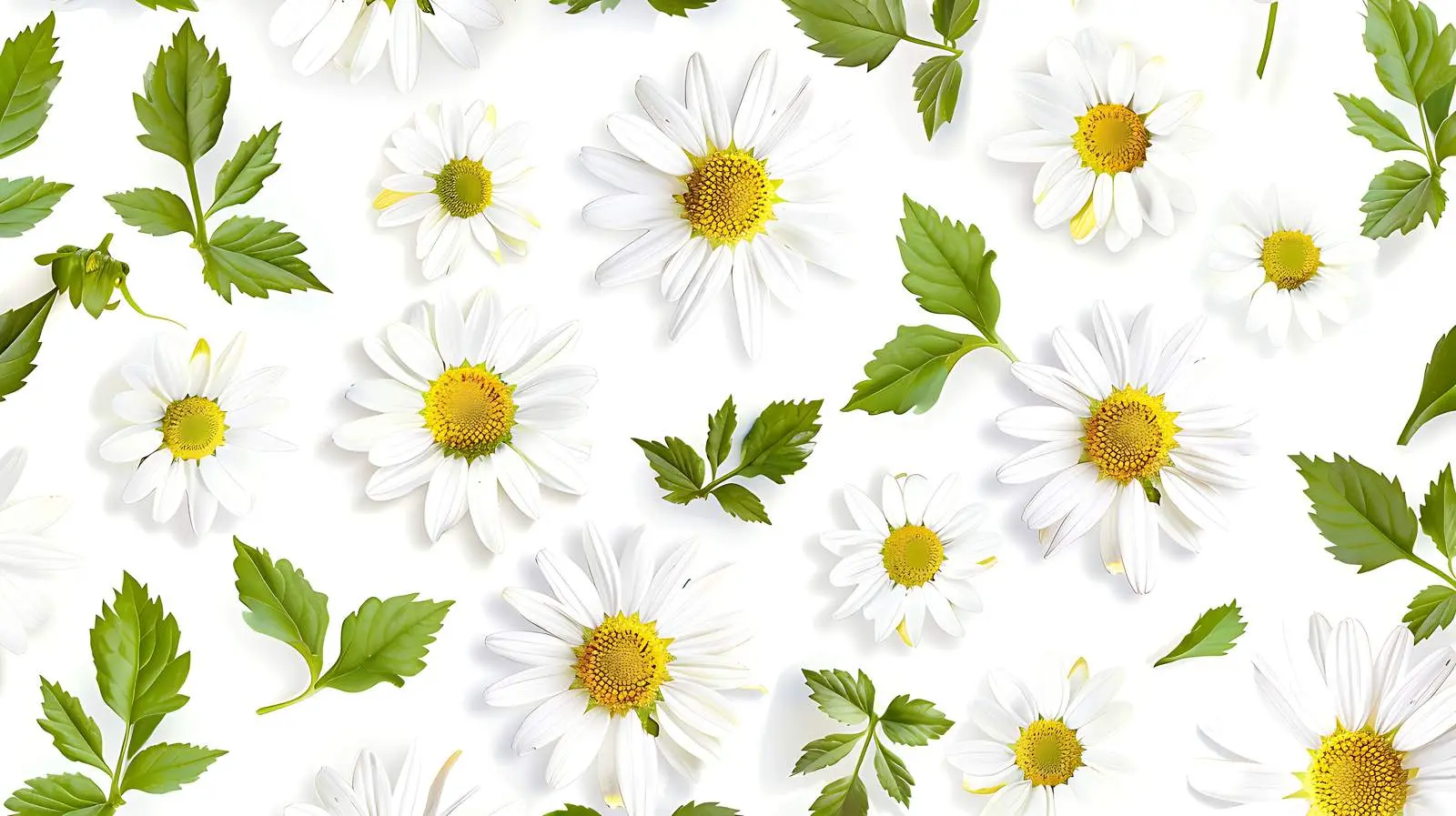 Chamomile Flowers Pattern with Green Background — free download from Dotvec