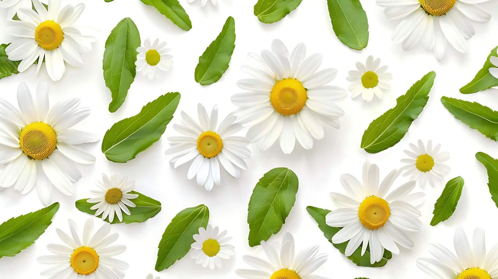 Chamomile Flowers Pattern on Green Background — free download from Dotvec