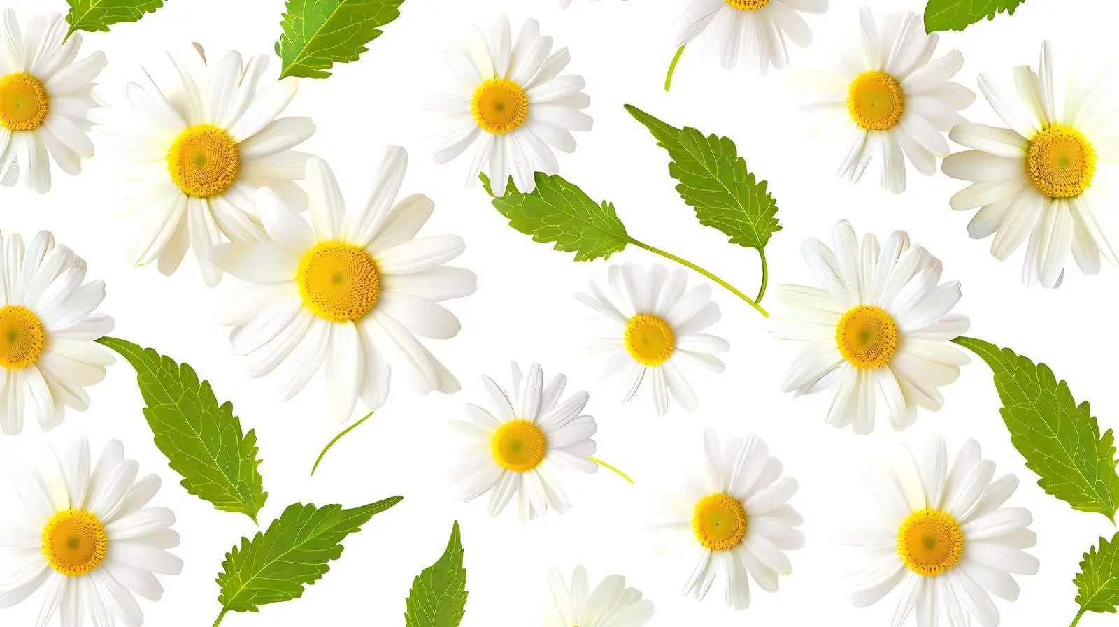 Beautiful Chamomile Flowers Pattern on Green Background — free download from Dotvec