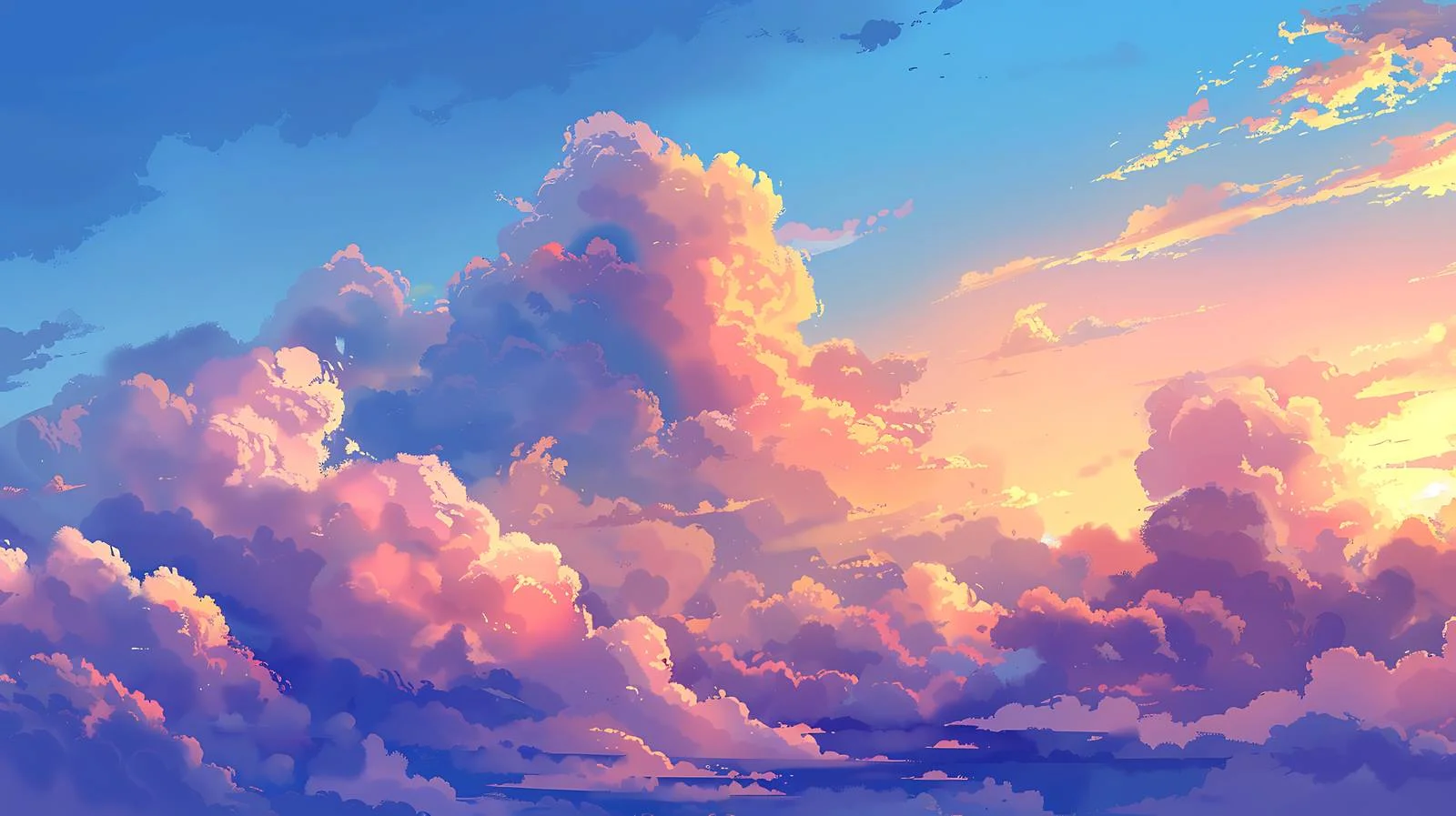 Vibrant Summer Sunset Sky with Beautiful Clouds — free download from Dotvec