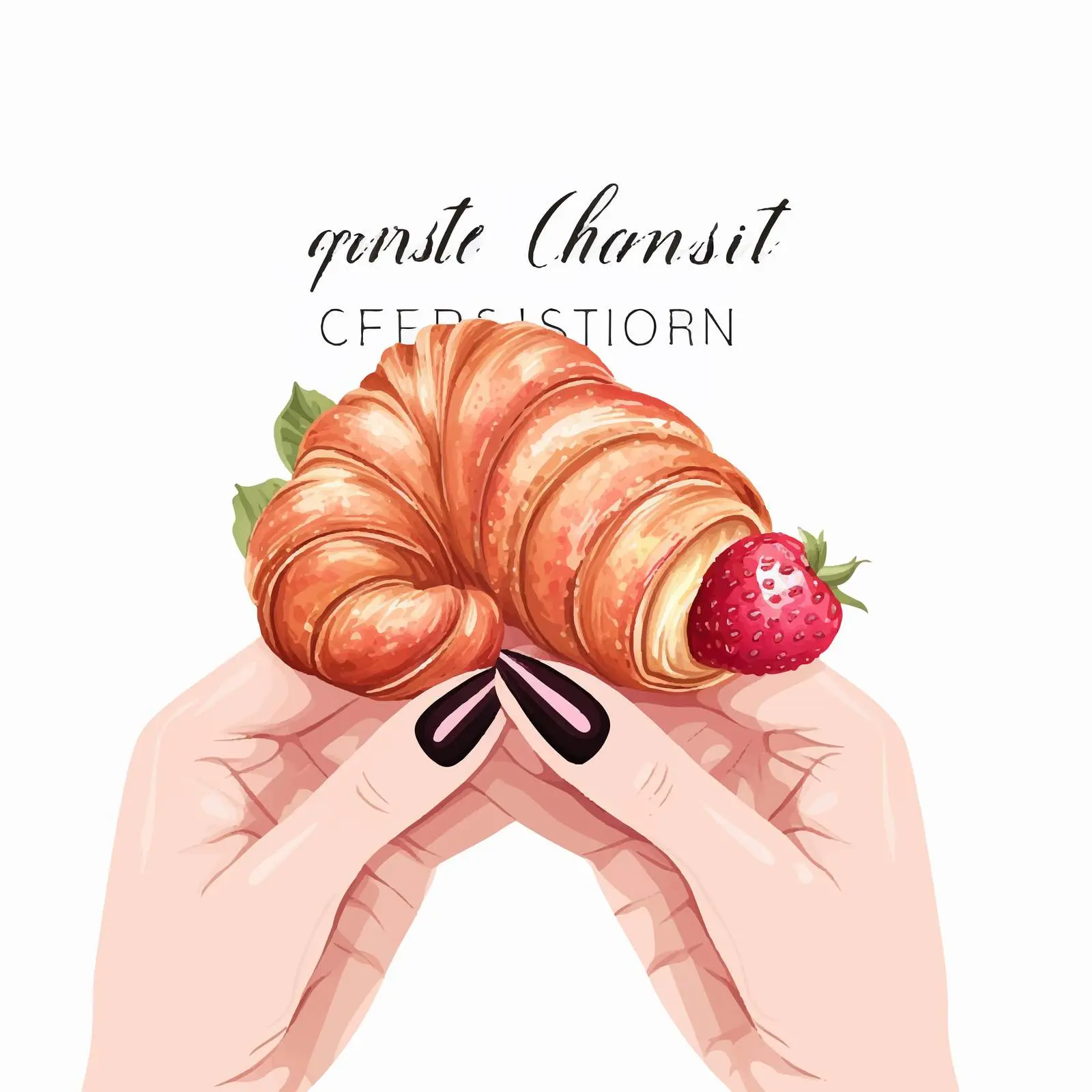 Croissant in Hand with Trendy Manicure – free baked image from Dotvec