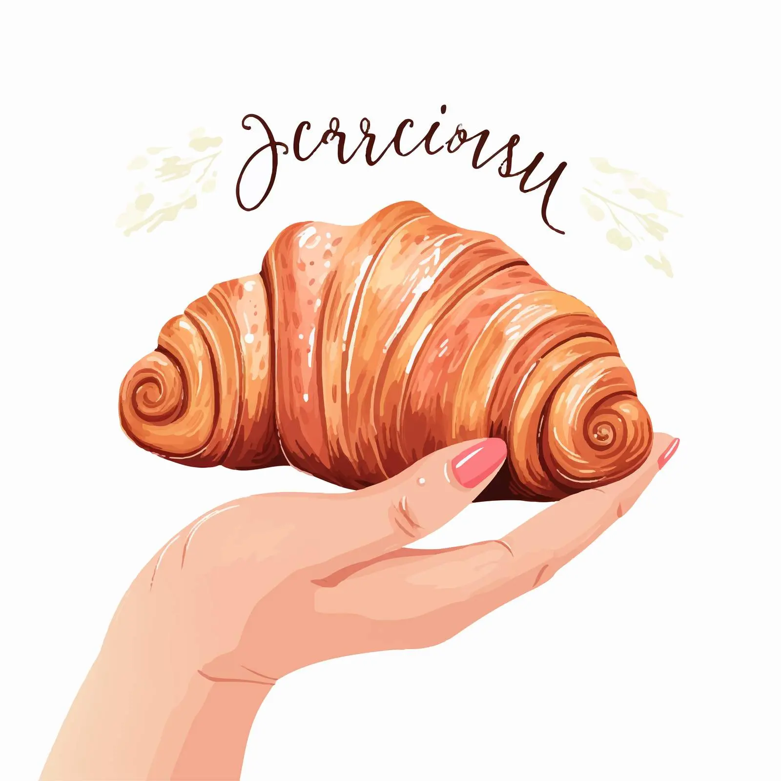 Trendy Manicure with Croissant in Hand – free baker image from Dotvec