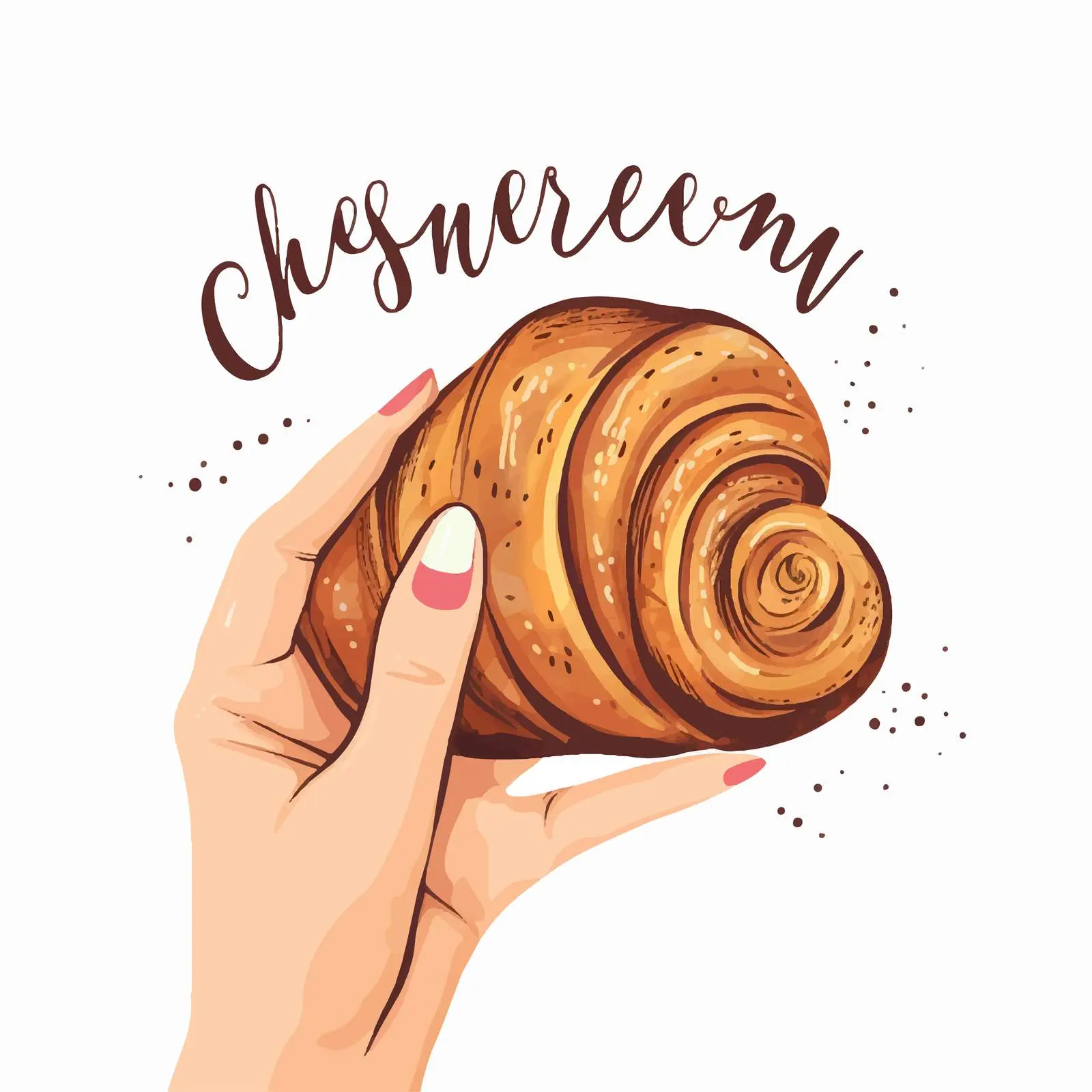 Hand Holding Croissant with Trendy Manicure — free download from Dotvec