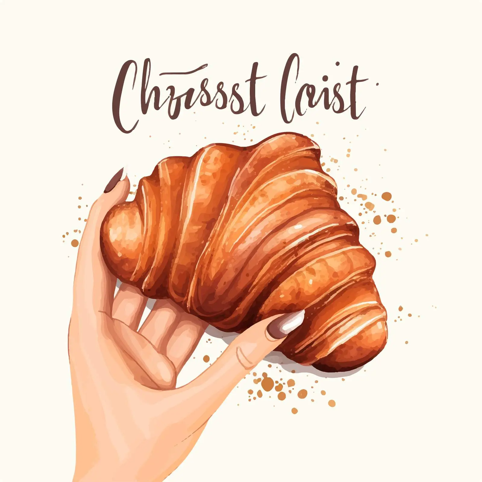 Trendy Manicure Holding Beautiful Croissant – free baker image from Dotvec