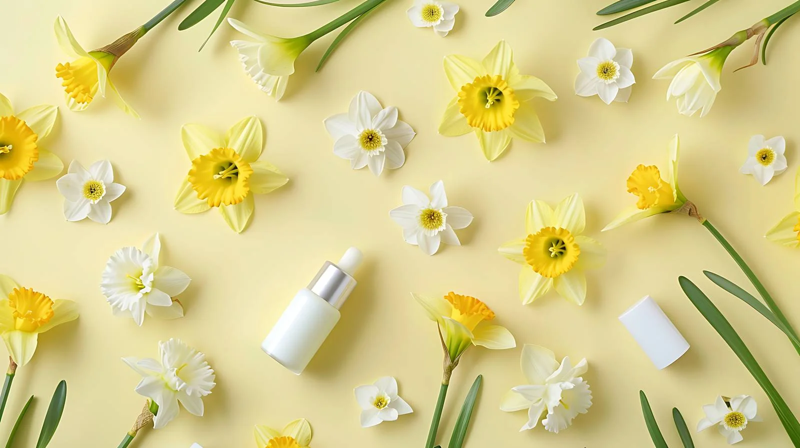 Daffodils with Cosmetics on Pale Background — free download from Dotvec