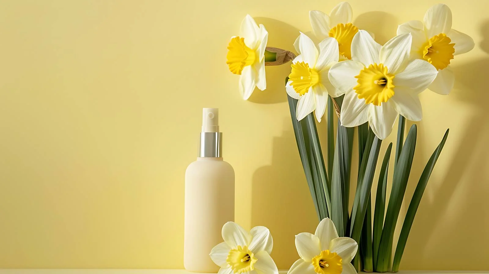 Daffodils with Various Cosmetics on Pale — free download from Dotvec