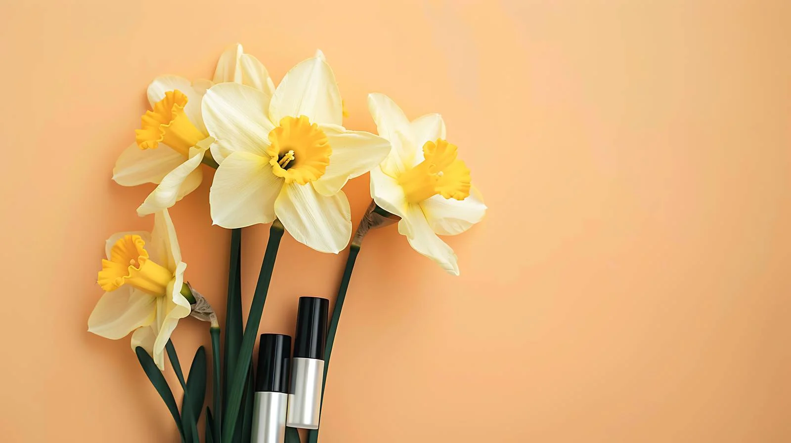Daffodils with Cosmetics on Pale Background — free download from Dotvec