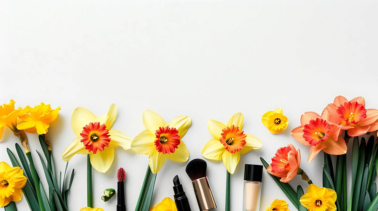 Diverse Daffodils with Makeup on White – free make image from Dotvec
