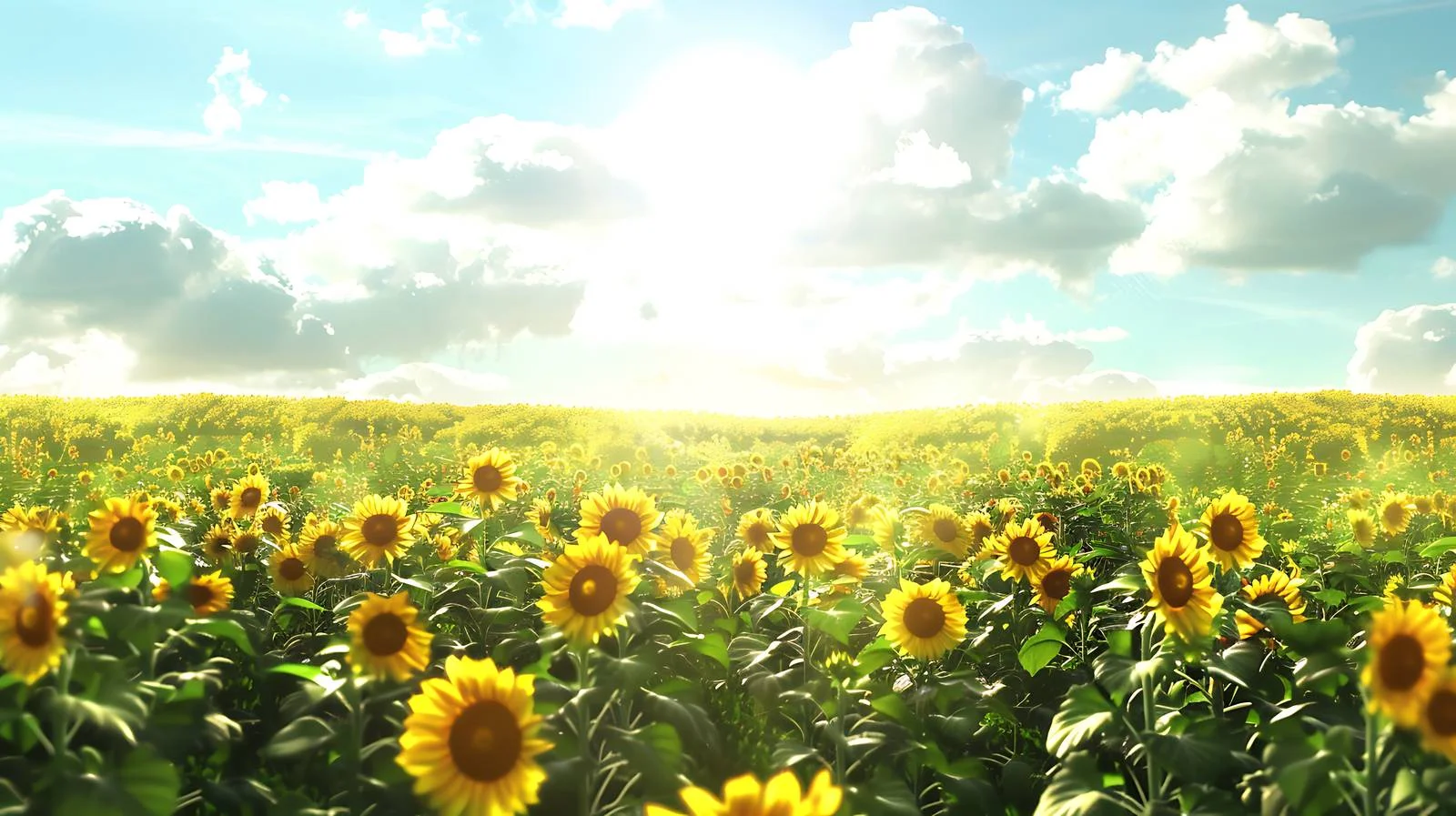 Sunflowers in bright daylight field view — free download from Dotvec