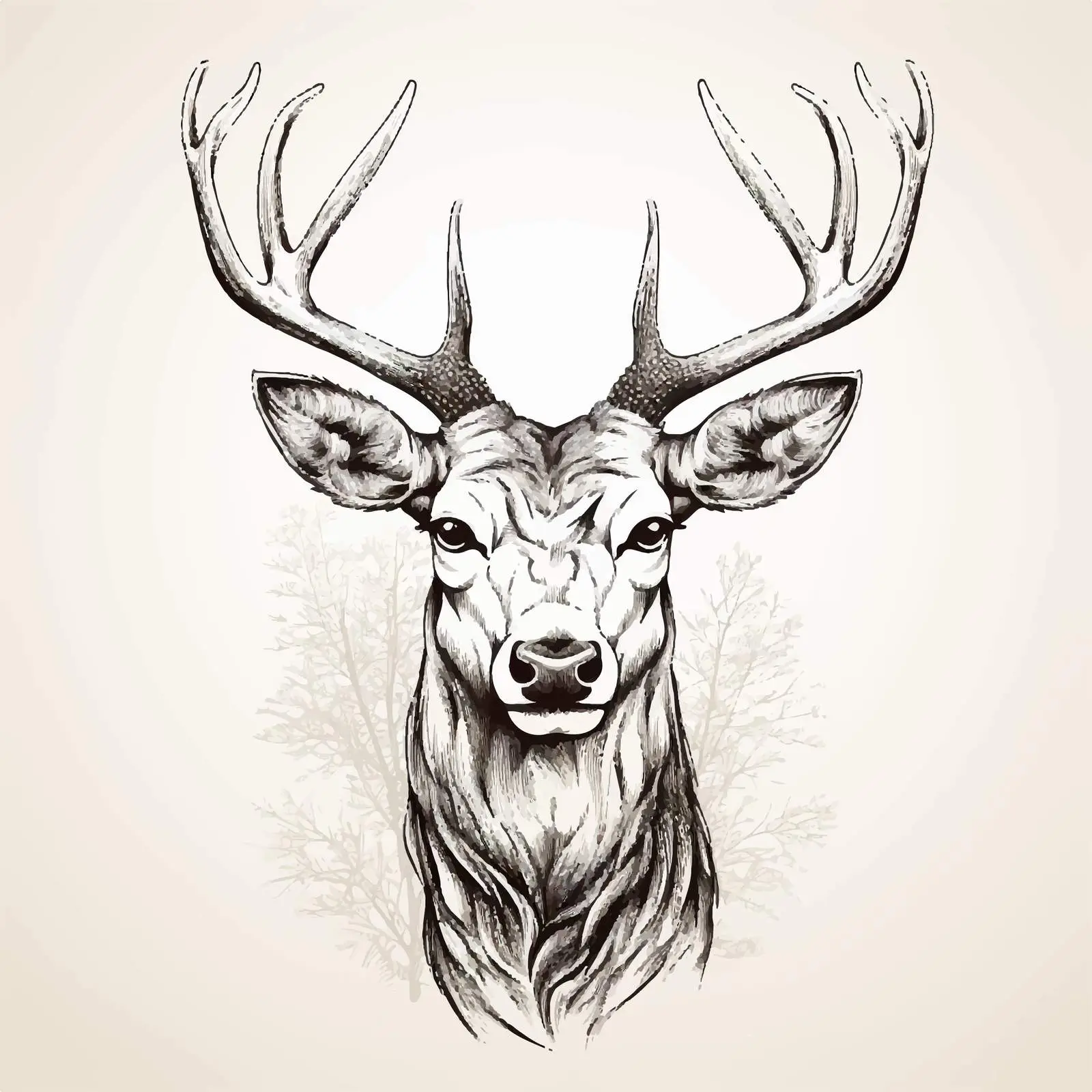 Male Deer Head Sketch - Vector Art — free download from Dotvec
