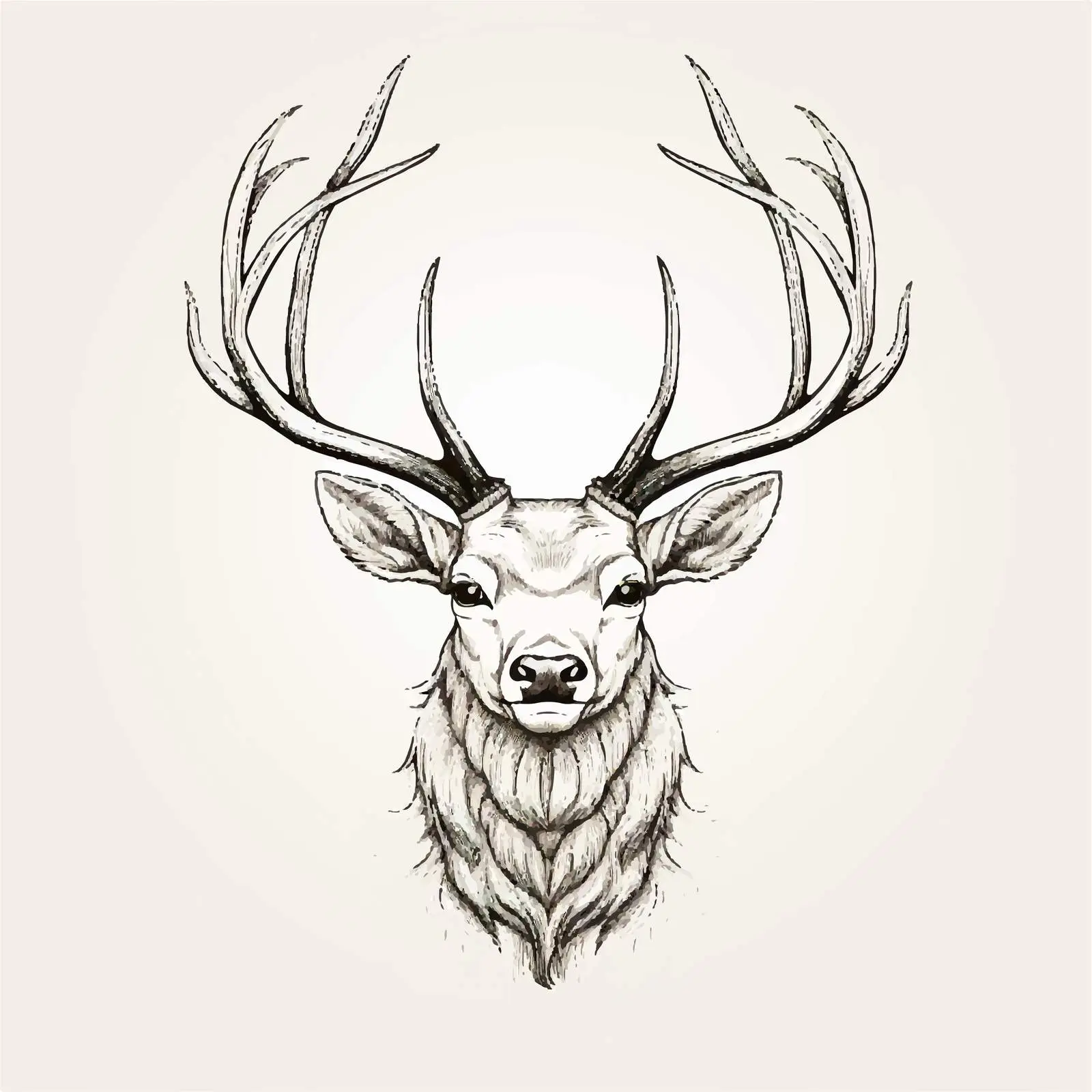 Male Deer Head Sketch Vector Art — free download from Dotvec