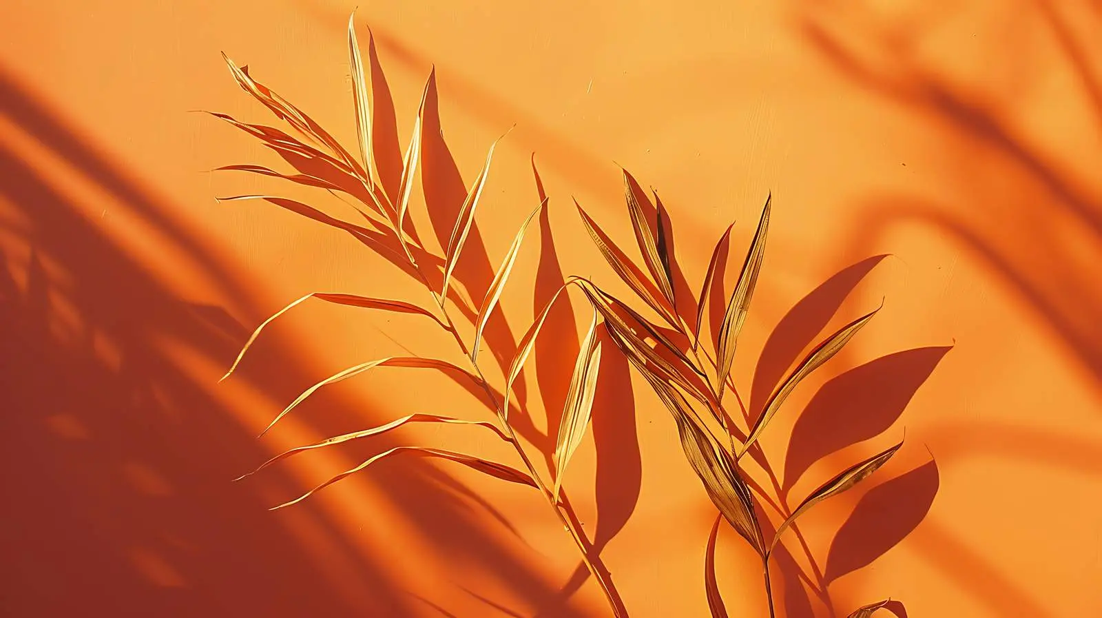 Dried Tropical Palm Leaf Stems on Orange Background — free download from Dotvec