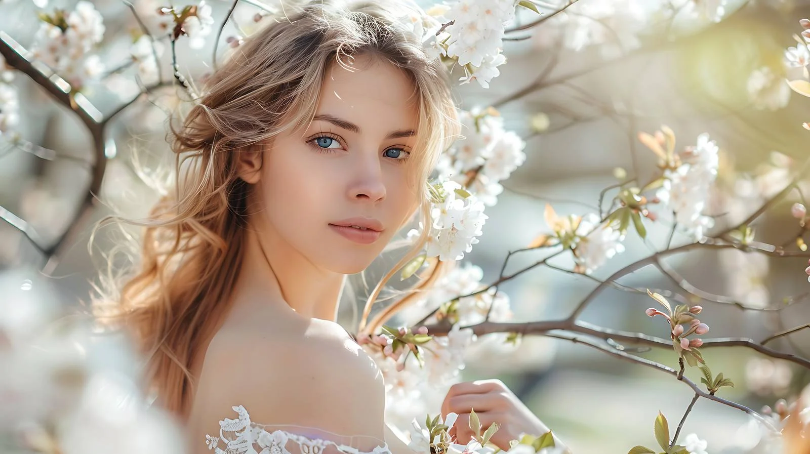 Graceful Lady Enjoying Springtime Serenity in Park — free download from Dotvec