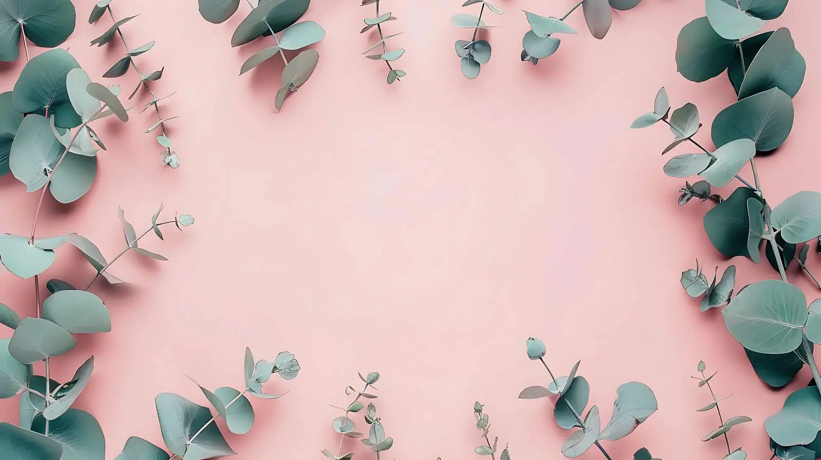 Eucalyptus Branches Frame on Pastel Pink Background – free pastel pink image from Dotvec