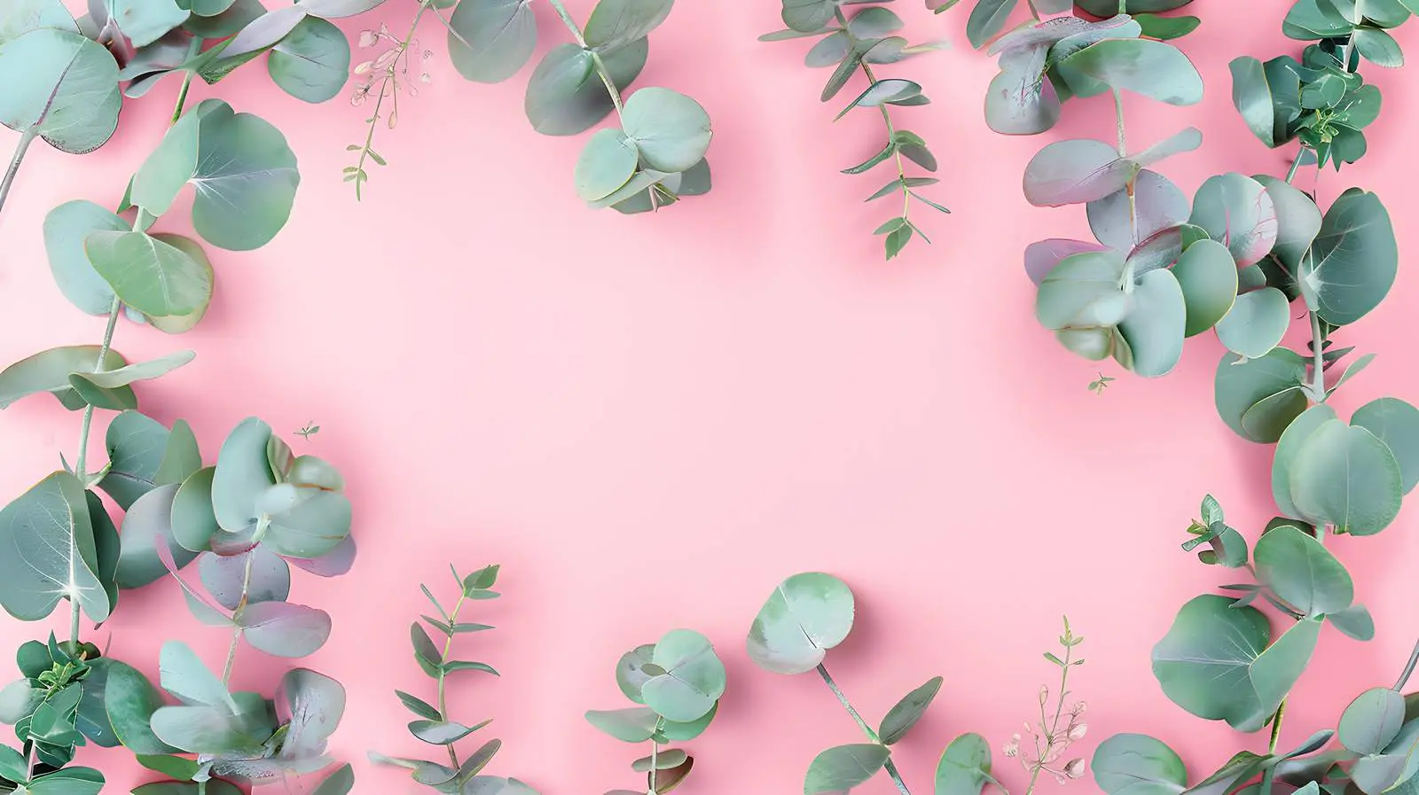 Eucalyptus Branches Frame on Pastel Pink Background — free download from Dotvec